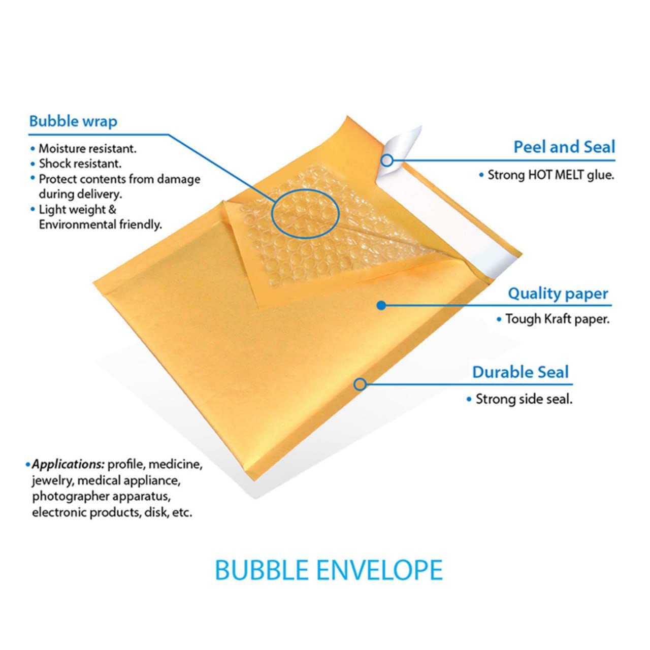 1000#CD 7.25x8 Inch Kraft Paper Bubble Padded Envelopes - Heavy Duty Shipping Mailers for Packages, Documents & Merchandise - Perfect for Ecommerce, Small Business & Secure Mailing