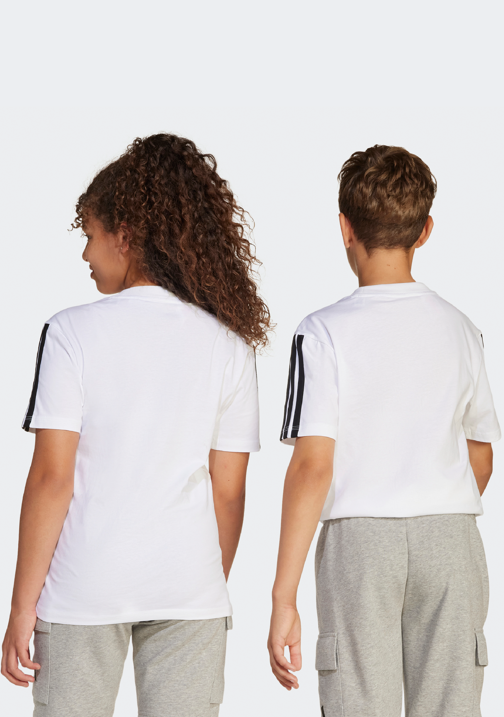 Adidas Kids' 3 Stripe Essentials Short Sleeve T-Shirt - Comfortable Cotton Tee for Boys & Girls - Perfect for School, Play & Everyday Wear