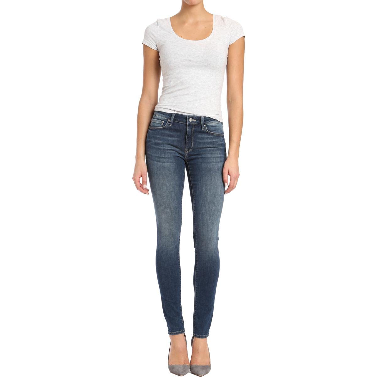 Mavi Women's Adriana Mid-Rise Medium Wash Skinny Jeans - Comfortable Stretch Denim Pants for Casual Wear & Everyday Outfits