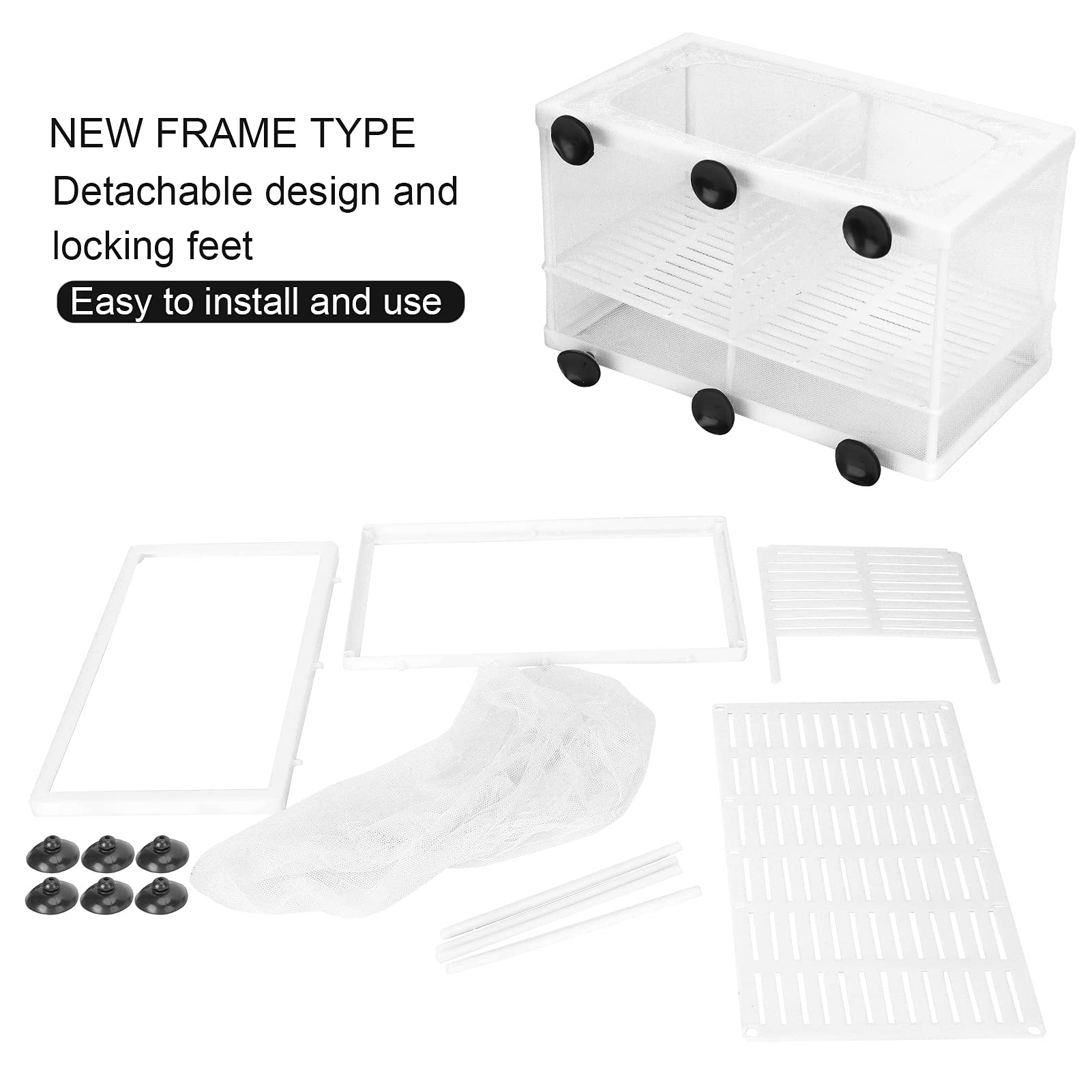 Fish Breeder Box with Suction Cups - Hatching Incubator & Isolation Tank for Small Fish (Large Size with Partition) - Perfect for Aquarium Breeding, Fry Protection & Tank Separation
