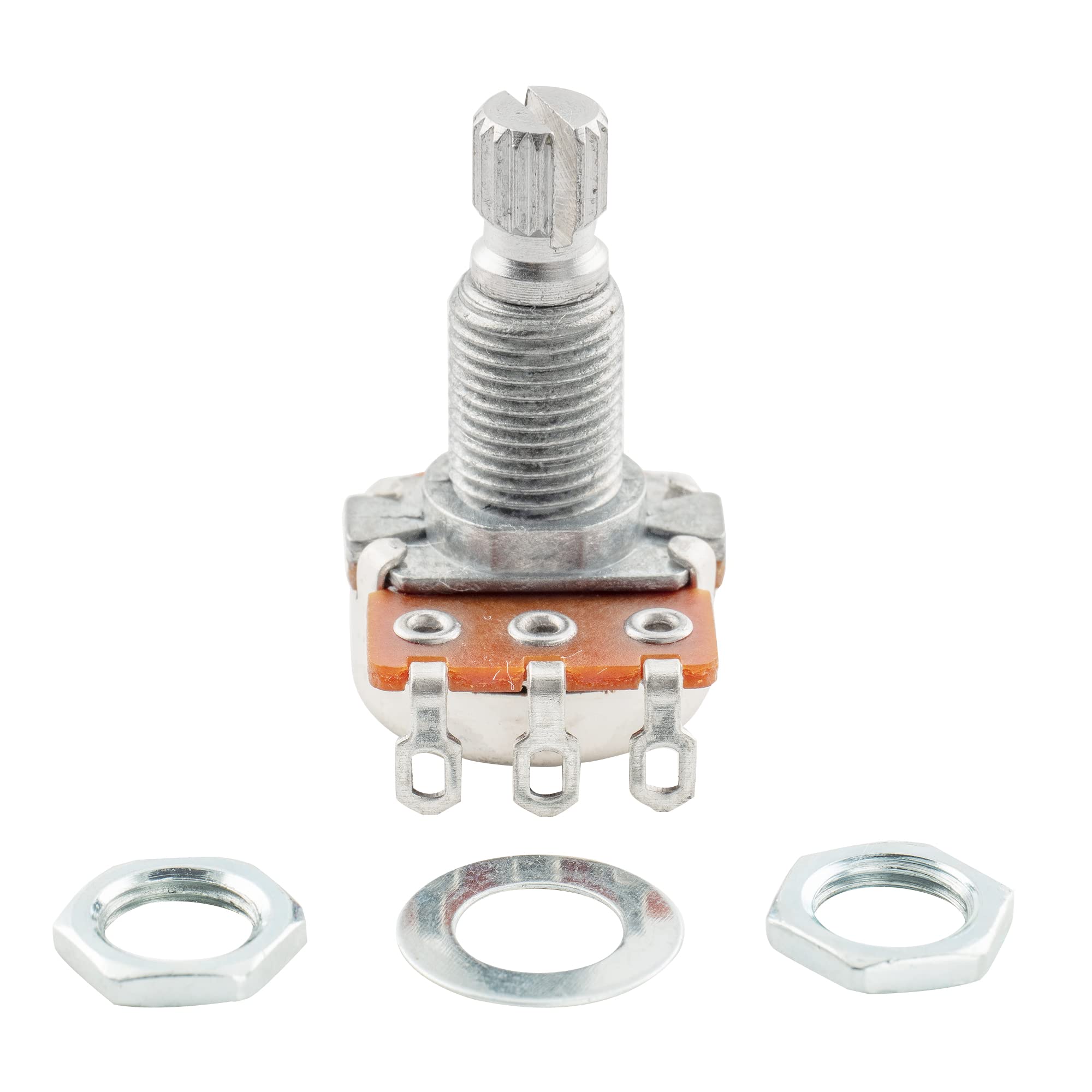 Alpha Mini A500K Metric Potentiometers - Split Shaft Audio Taper Pots for Electric Guitar & Bass (4 Pack) - Perfect for Tone Control & Volume Adjustment in DIY Guitar/Bass Projects