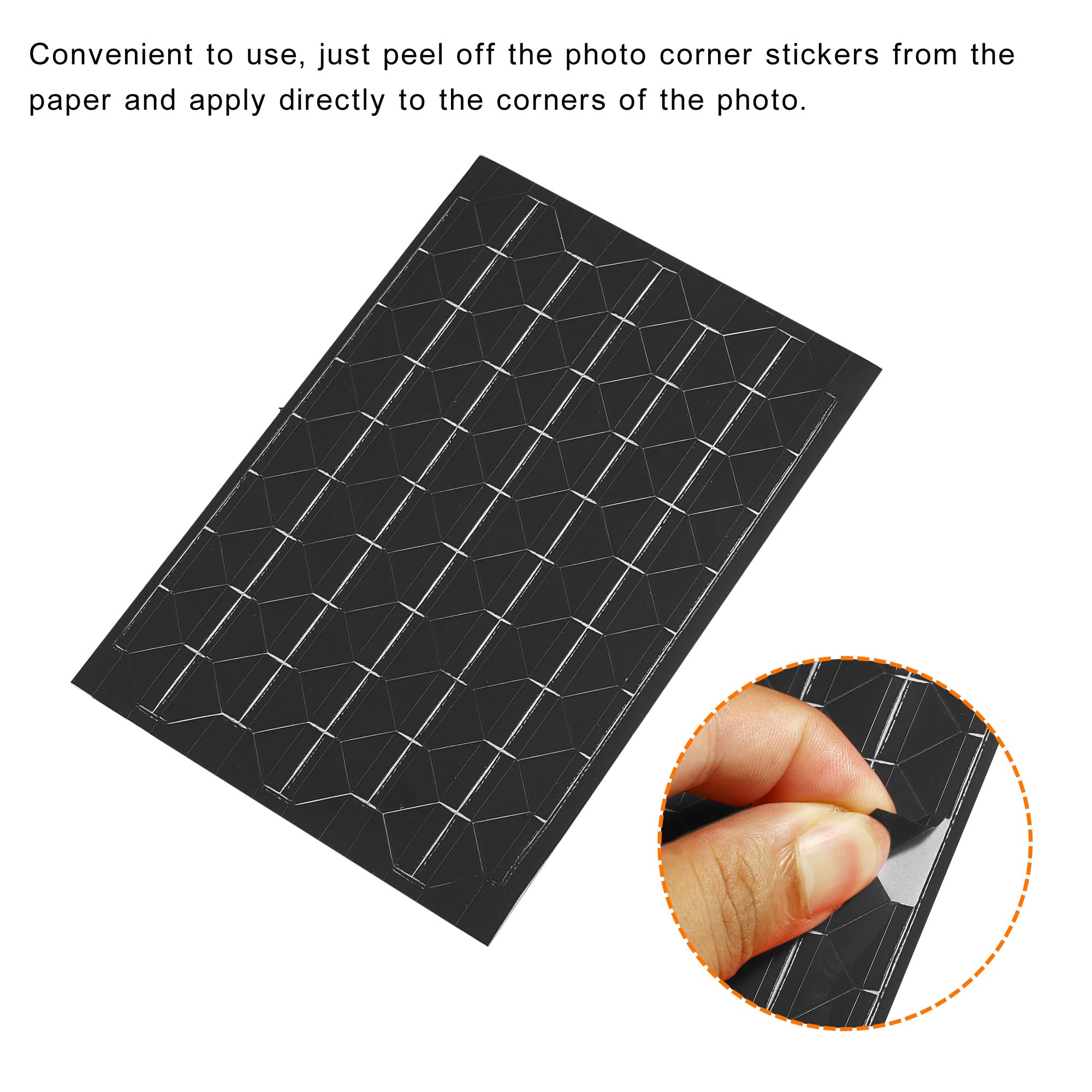 PATIKIL 1020 Pcs Black PVC Photo Corner Stickers - Self Adhesive Picture Mounting Labels for DIY Scrapbooking, Journaling, Photo Albums | Perfect for Memory Books, Card Making, and Craft Projects