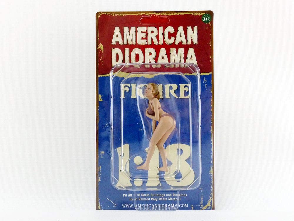 1/18 Scale Model American Diorama May Bikini Calendar Girl Figure - Perfect for Model Car Displays, Diorama Scenes & Collector Showcases