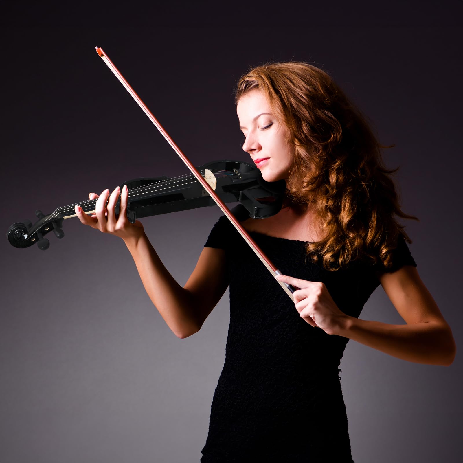 Ktaxon Full Size 4/4 Electric Violin for Beginners - Silent Acoustic Violin with Ebony Fittings, Case, Bow, Headphones & Rosin (Black) | Perfect for Adults & Teens Learning Violin at Home or Studio Practice