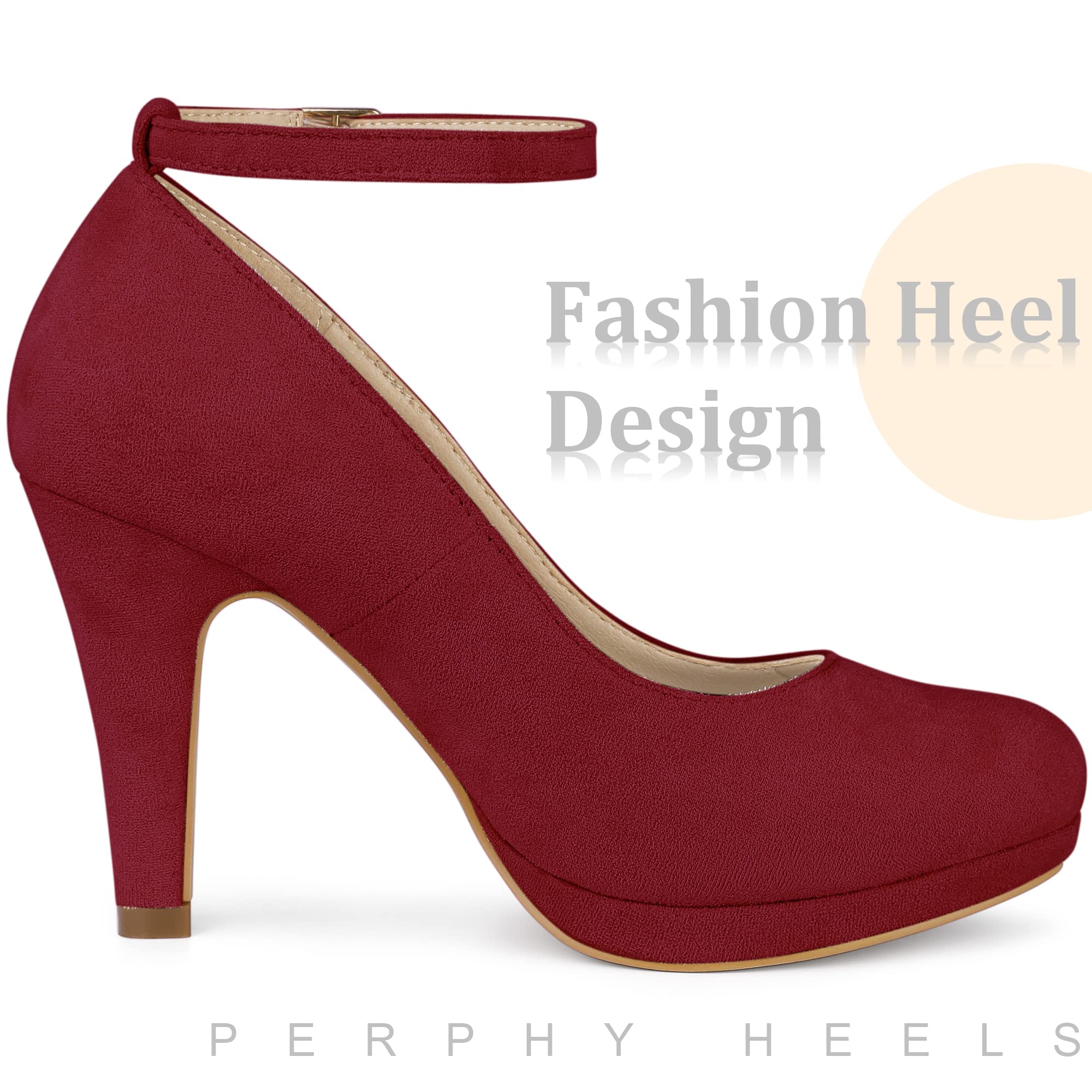 Perphy Women's Mary Jane Pumps - Round Toe Stiletto Heels for Dressy Occasions, Work & Parties | Comfortable Dress Shoes for Women