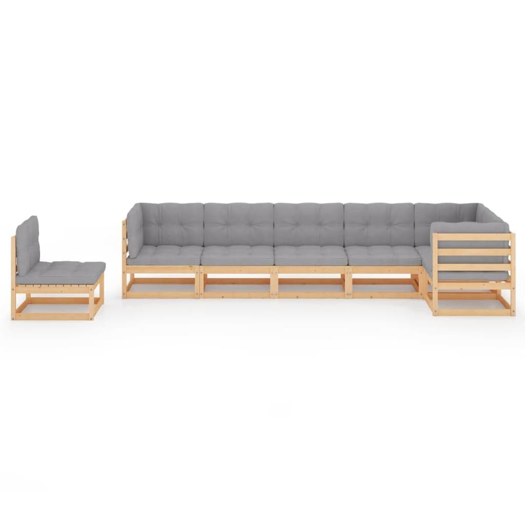 vidaXL 7-Piece Patio Lounge Set - Outdoor Garden Furniture, Sectional Sofa with Cushions & Corner Sofa in Retro Style - Solid Pine Wood for Backyard, Poolside & Terrace Relaxation