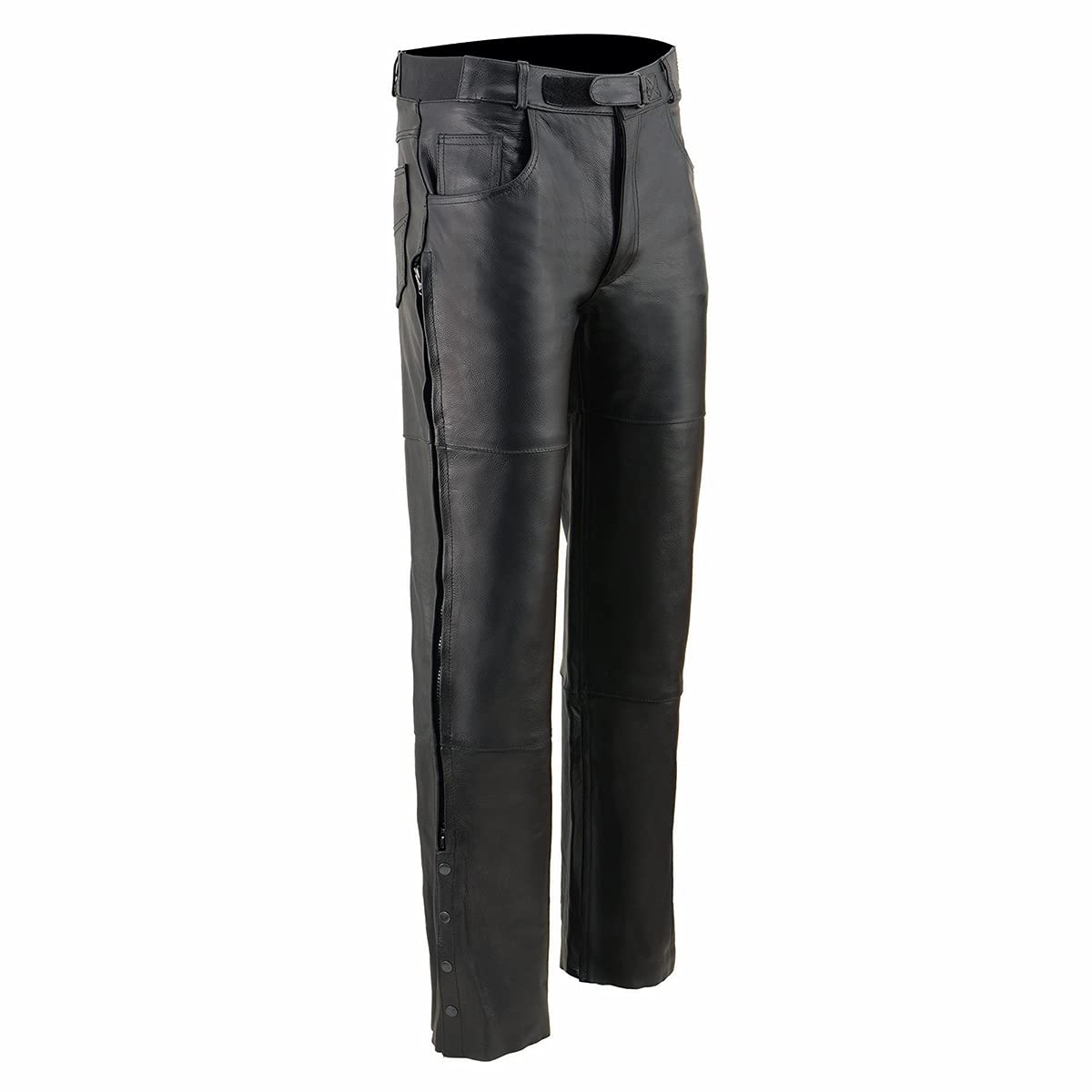 Milwaukee SH1150 Men's Black Leather Motorcycle Overpants - Durable Riding Pants with Jean-Style Pockets for Harley & Cruiser Bikes - Perfect for Commuting & Long Distance Touring