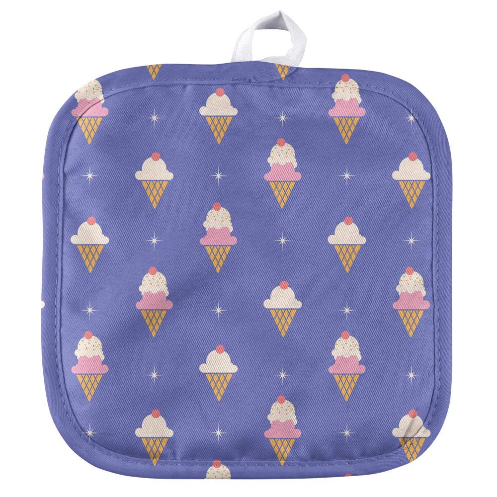 Heat-Resistant Ice Cream Pattern Pot Holder - Non-Slip Kitchen & BBQ Mitt for Cooking, Baking, Grilling (Indoor/Outdoor Use) - Perfect for Hot Pans, Baking Sheets & Grill Tools