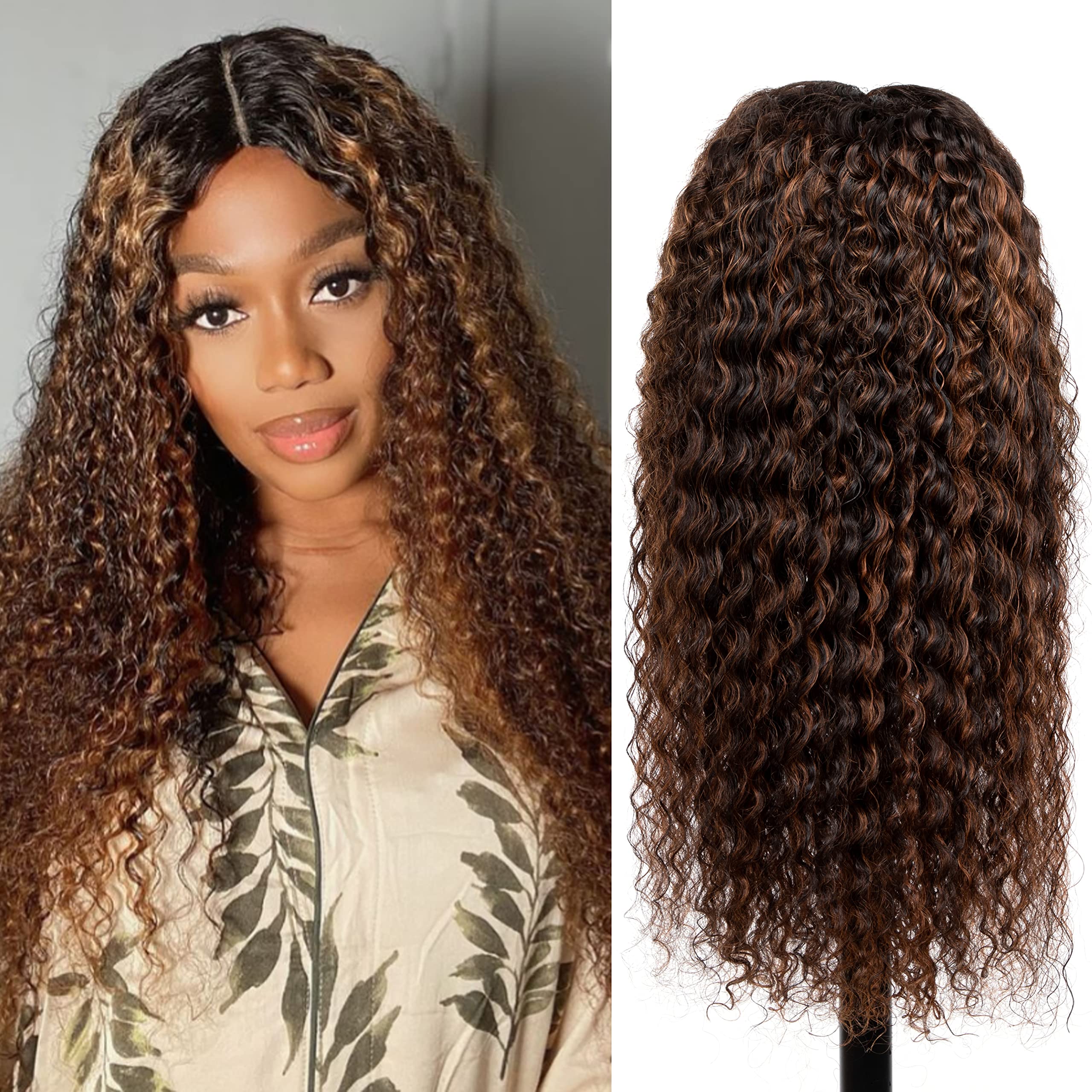 13x4 Deep Wave Curly Lace Front Wigs Human Hair - 14 Inch Ombre Curly Lace Front Wig 180% Density with Baby Hair for Black Women (FB30 Color) | Perfect for Daily Wear, Parties & Special Occasions