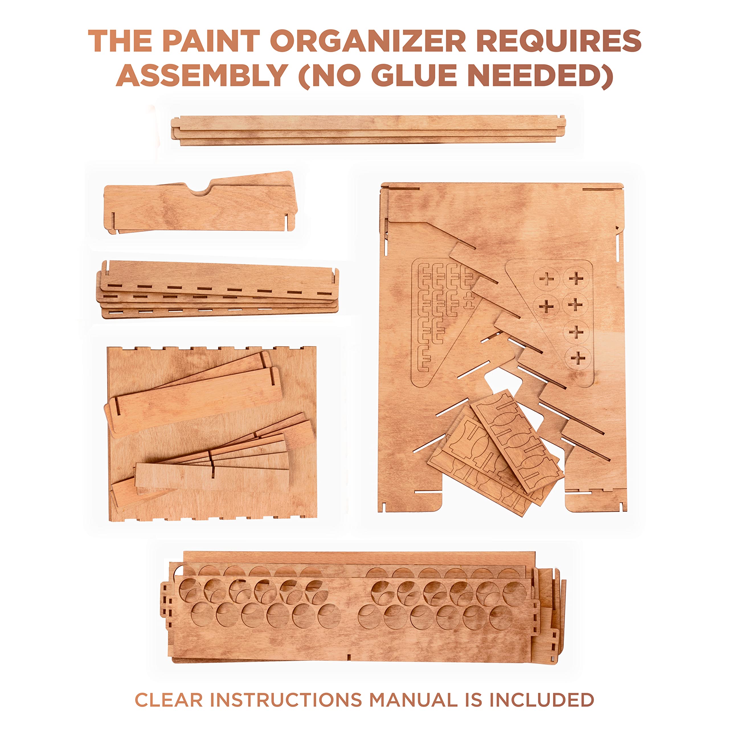 Modular Paint Organizer for 105 Paint Bottles & 14 Brushes with Corner Rack for 32 Bottles & 46 Brushes - Wooden Storage for Miniature Paints - Perfect for Hobbyists, Artists & Model Painters