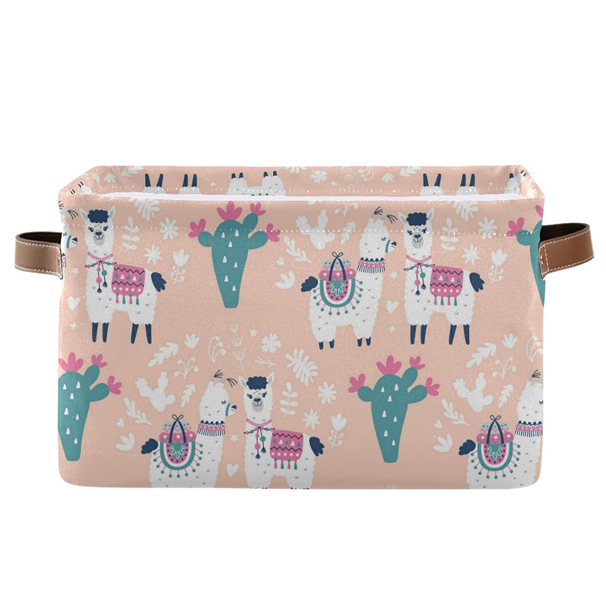 Cute Llama Cactus Clothes Basket - Collapsible Canvas Storage Bin for Kids Room, Toy Organizer & Baby Hamper - Foldable Laundry Box for Home, Nursery, Playroom (1-Piece) - Perfect for Organizing Toys, Clothes & Nursery Essentials