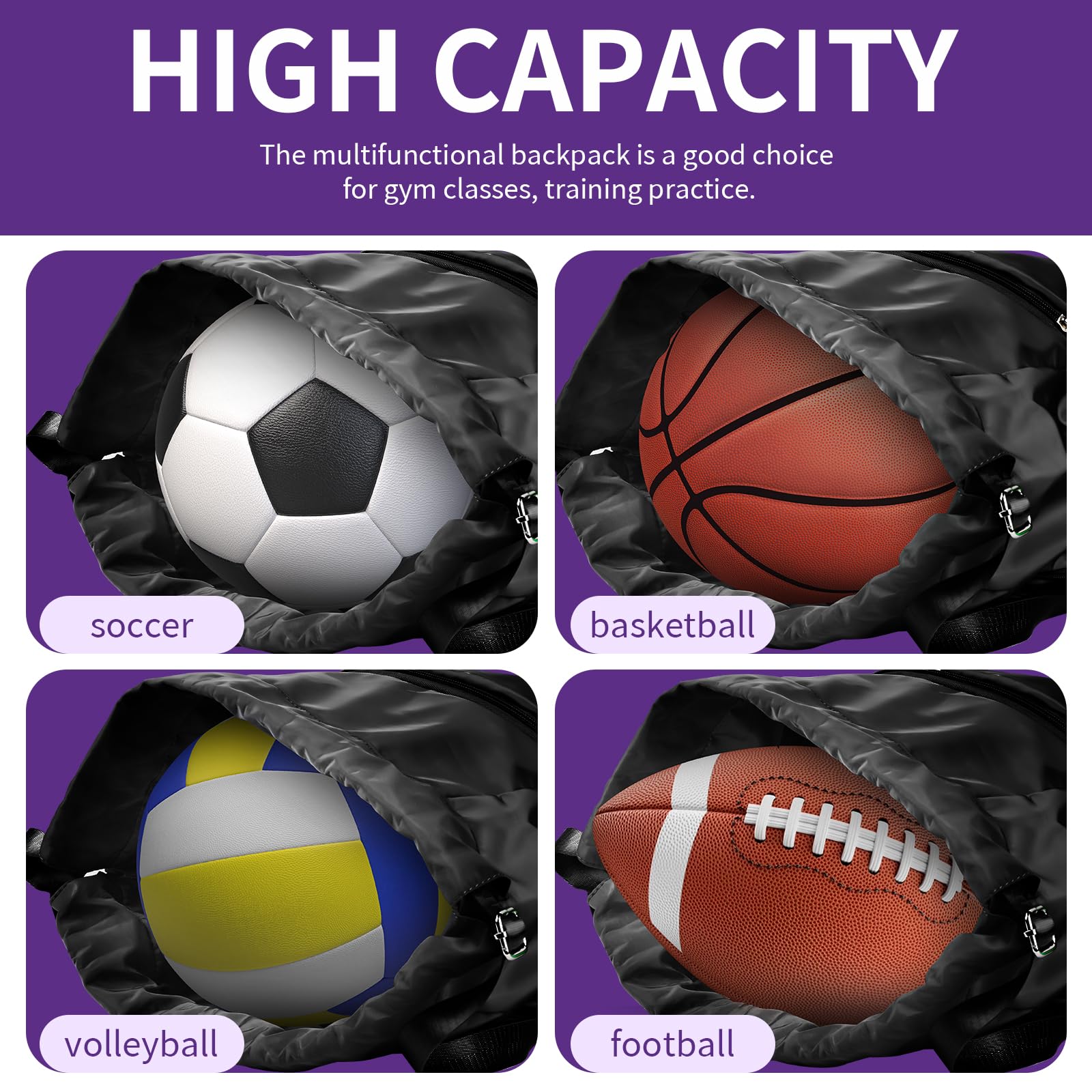 Best Soccer Backpack for Training & Games - Waterproof Drawstring Gym Bag with Ball Holder & Shoe Compartment - Perfect for Soccer Practice, Travel & Sports Gear Storage