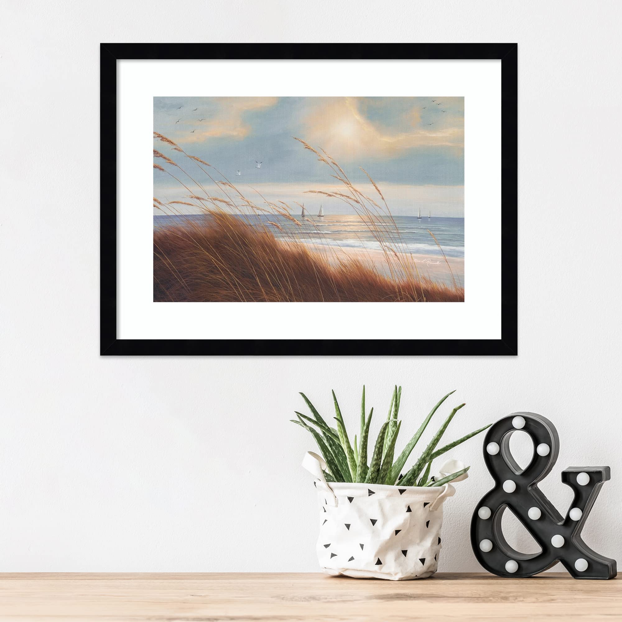 Amanti Art Framed Wall Art Print 16x21 - Sailboat Breezeway by Diane Romanello | Coastal Beach Decor | Small Poster Painting for Living Room, Bedroom, Bathroom, Kitchen & Office | Perfect for Nautical Theme, Seaside Home Decor & Coastal Interior Design