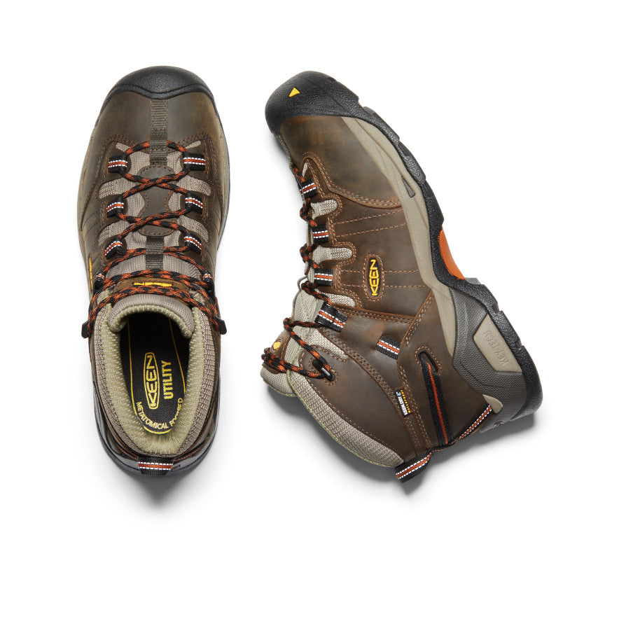 Men's Detroit XT Waterproof Work Boots - Soft Toe Safety Shoes for Construction & Outdoor | Black Olive/Leather Brown | Ideal for Hiking, Hunting & Heavy Duty Work