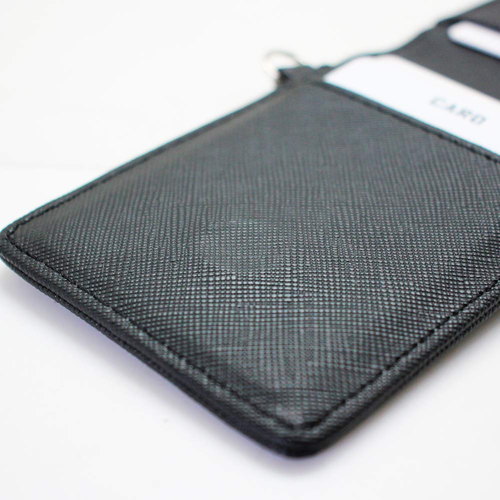 Boshiho Leather ID Card Badge Holder with Adjustable Wide Lanyard - Vertical Style for Men & Women - Perfect for Office, School, Security & Business Events