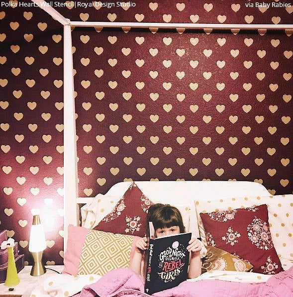 Polka Heart Wall Stencil - Reusable DIY Painting Template for Home Decor, Nursery, Kids Room & Wedding - Perfect for Walls, Furniture & Crafts