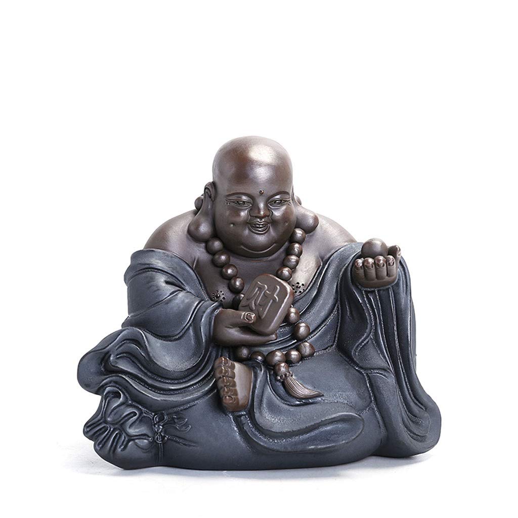 Antique Ceramic Buddha Statue for Home & Outdoor Decor - Garden, Patio, Porch Yard Art | Feng Shui Meditation & Asian-Inspired Home Decoration | Perfect for Zen Gardens, Living Rooms & Spiritual Spaces