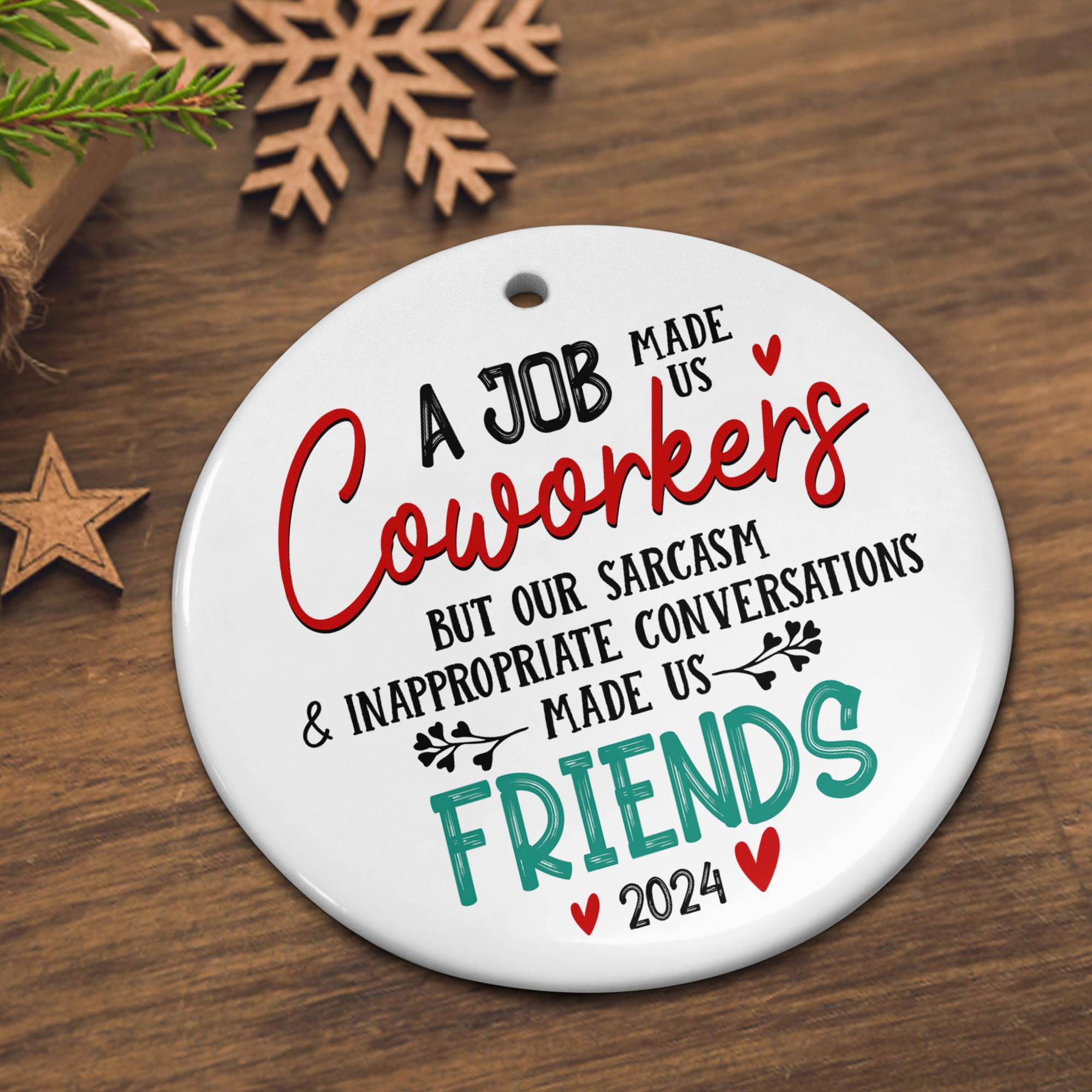 Best Coworker Gifts for Women - 2024 Christmas Ornaments & Birthday Presents for Friends - Ceramic Holiday Decorations for Office, Friendship & Appreciation - Perfect for Christmas Trees, Office Parties & Gift Exchanges