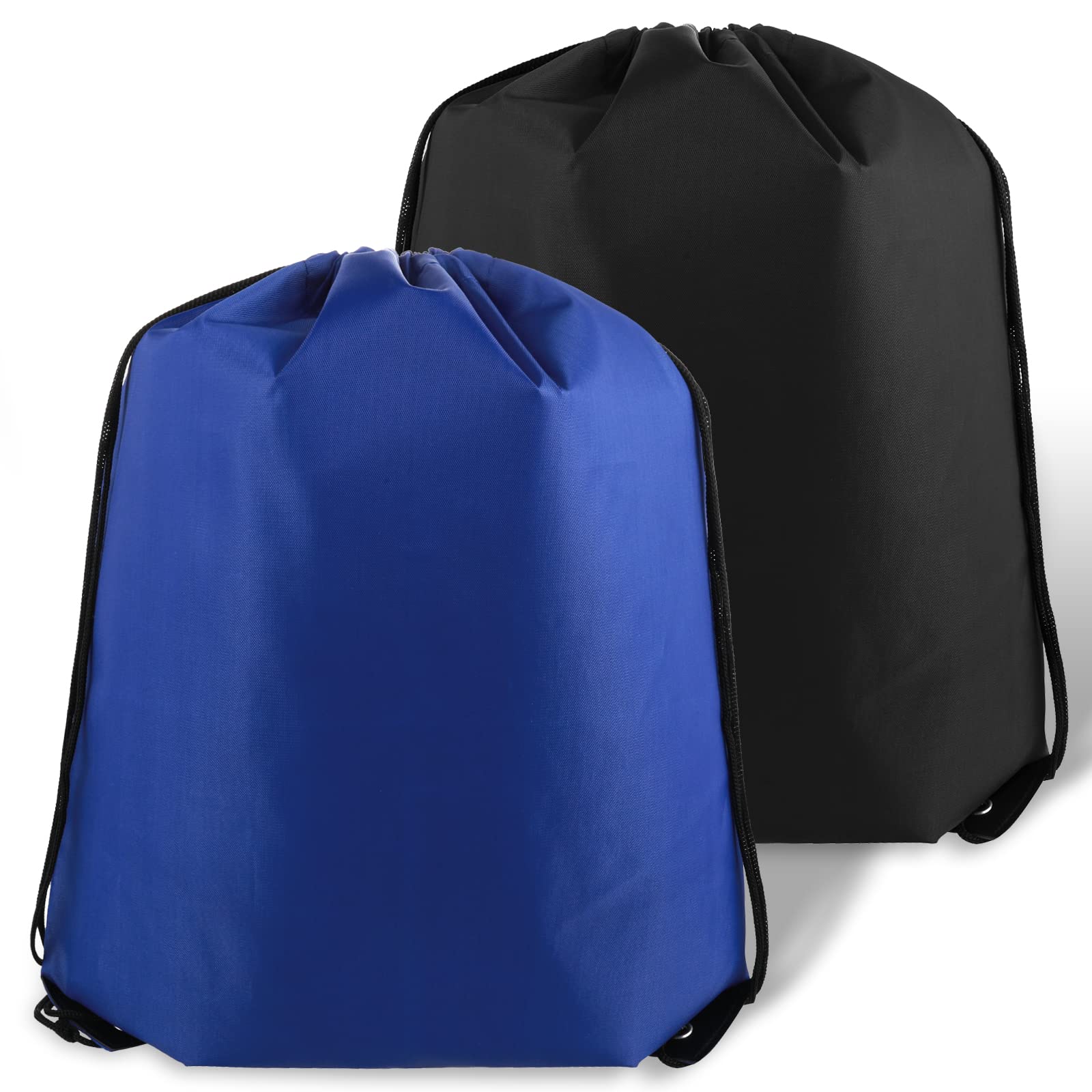 2 Pack Black Drawstring Backpack - Lightweight Gym Sack with Adjustable Cinch Cord for Sports, Travel & Storage | Perfect for Workout, Beach & School Supplies