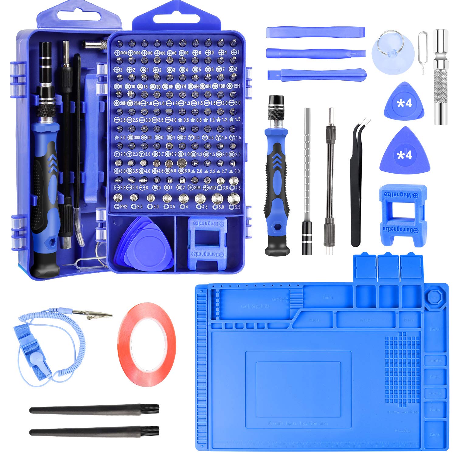 130-in-1 Precision Screwdriver Kit with Anti-Static Mat | Electronics Repair Tool Set for Phone, Computer & Laptop | Includes ESD Wristband & Cleaning Brush | Perfect for DIY Repairs & Tech Maintenance