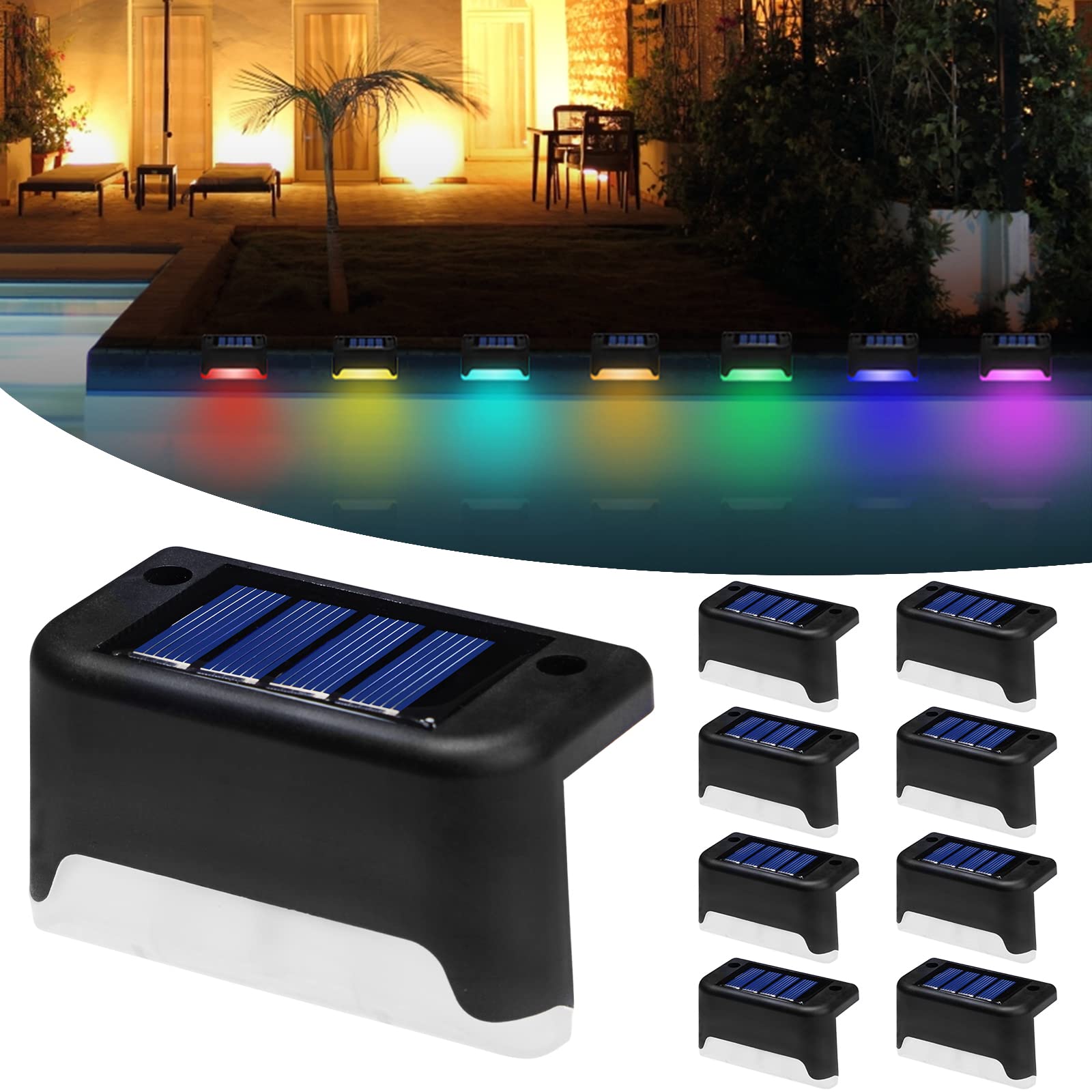 K.E.J. Solar Powered Outdoor LED Deck Lights - Waterproof Landscape Lighting for Fence, Stairs, Yard, Patio, Driveway & Garden - Perfect for Evening Ambiance & Pathway Safety
