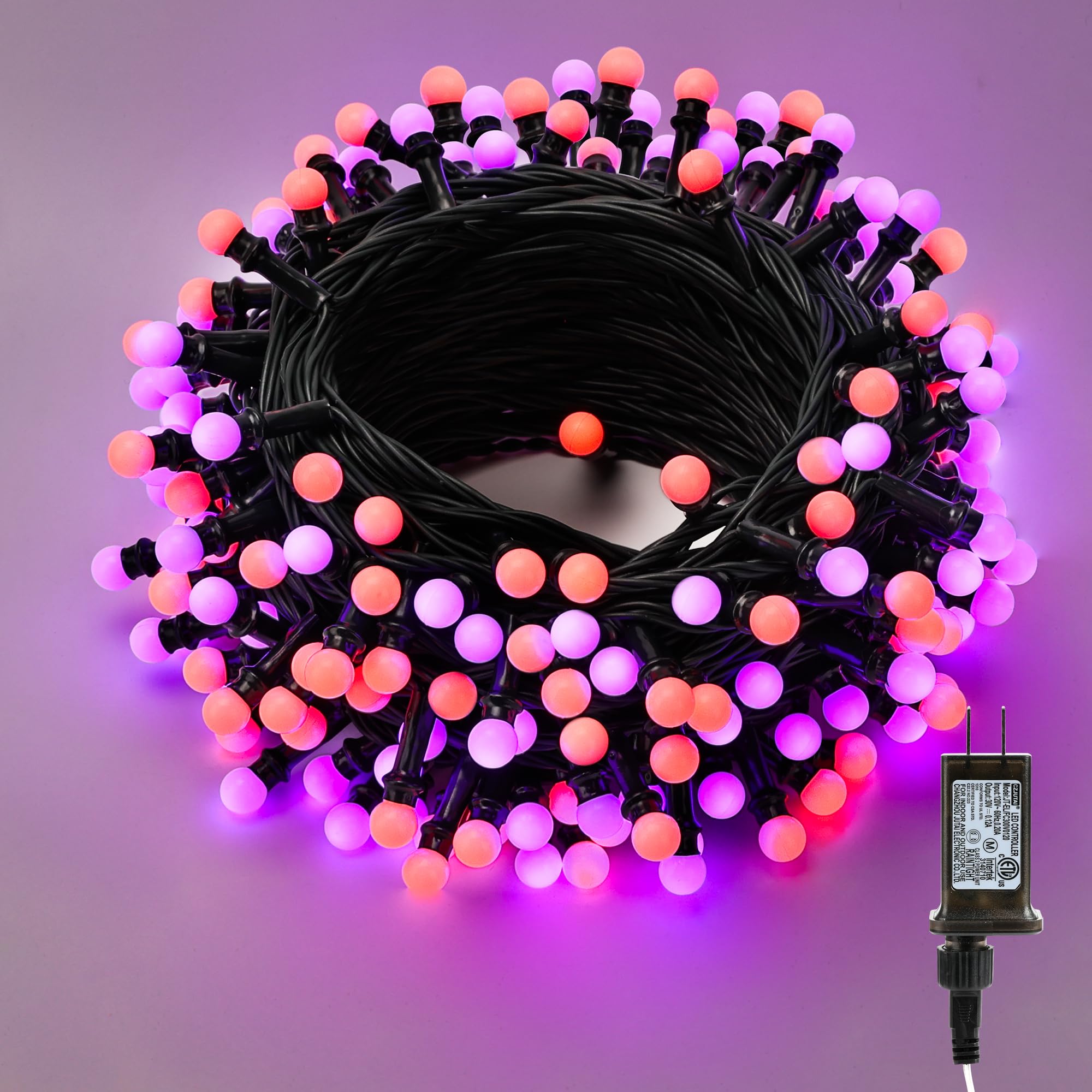 Brizled Purple & Orange Halloween LED String Lights - 66ft 200 LED Connectable Fairy Lights with 8 Lighting Modes & Timer - Waterproof Outdoor/Indoor Decor for Garden, Tree, Party, Wedding, Christmas