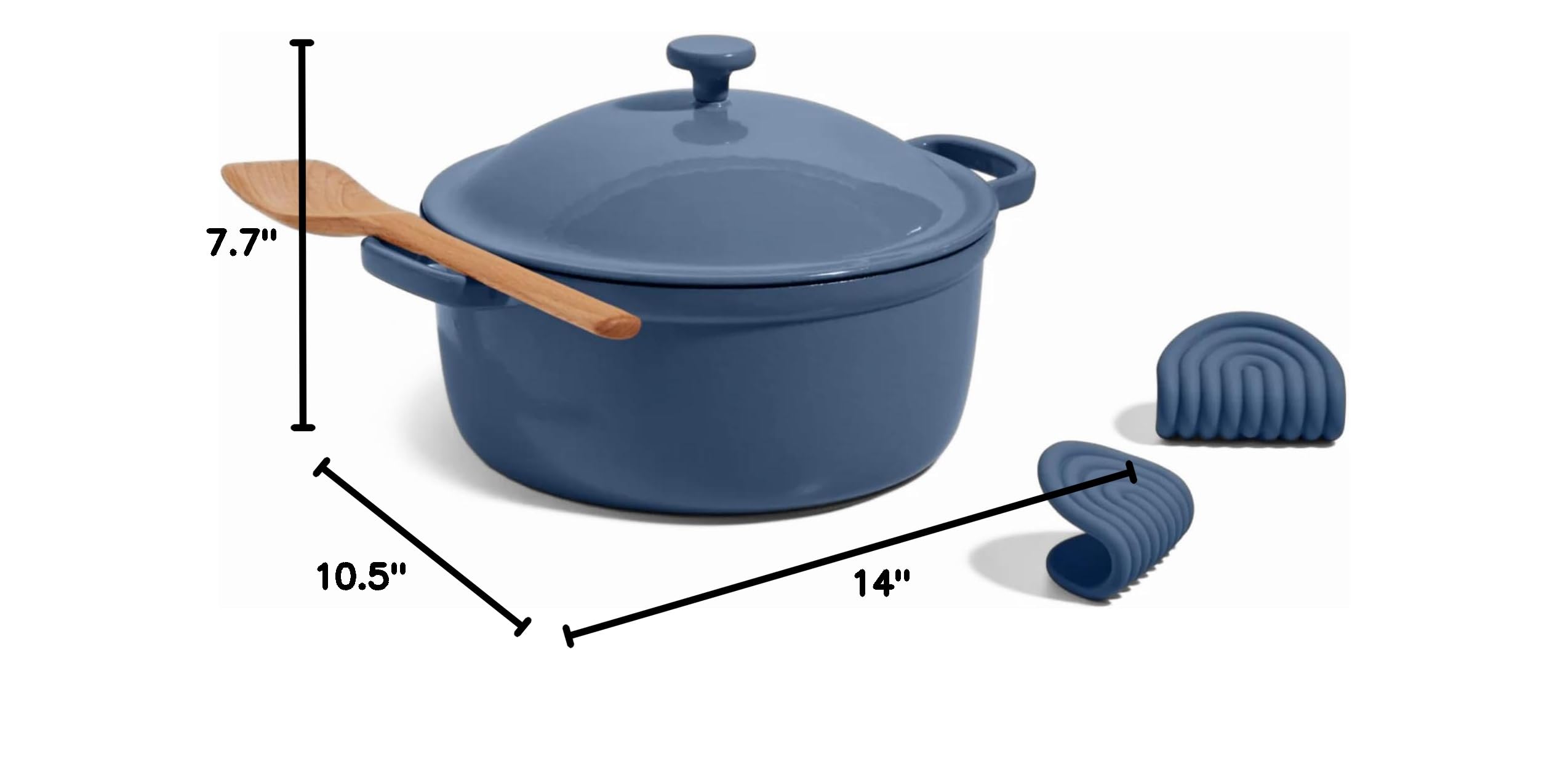 Our Place 6-in-1 Enameled Cast Iron Dutch Oven - 5.5 Quart Non-Toxic Cookware with Self-Basting Lid, Hot Grips & Beechwood Scraper - Induction & Oven Safe Blue Salt Pot - Perfect for Soups, Stews, Braising & Family Dinners
