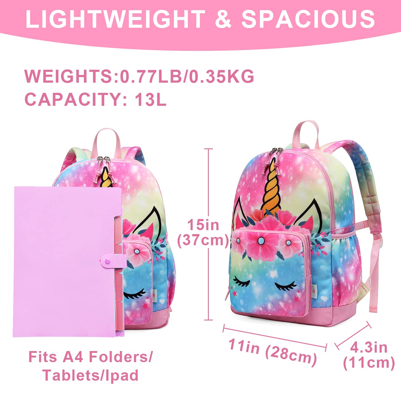 VASCHY Kids Backpack - Lightweight Water Resistant School Backpack with Adjustable Chest Strap for Boys & Girls | Perfect for Preschool, Daycare & Travel