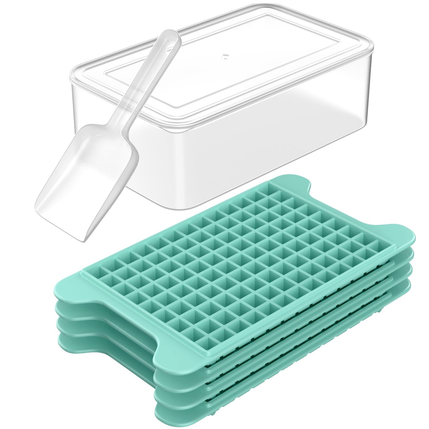 Mini Ice Cube Tray for Freezer - 117×4PCS Easy Release Nugget Ice Maker with Bin | Crushed Ice Tray with Storage Container | Perfect for Cocktails, Smoothies & Cold Drinks at Home or Office
