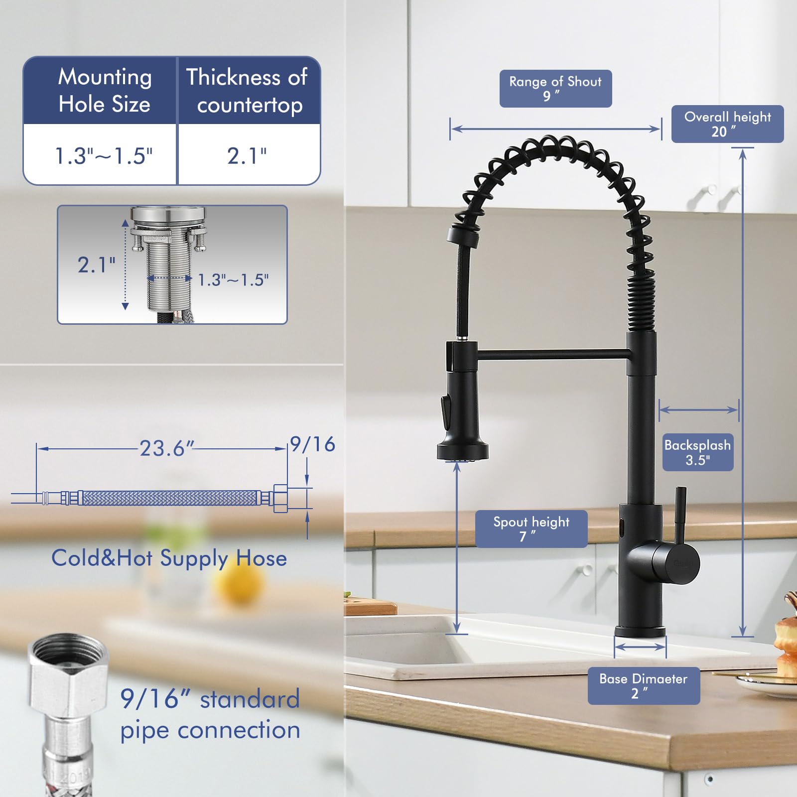 Smart Touchless Kitchen Faucet - Matte Black Motion Sensor with Pull-Down Sprayer for Modern Kitchens