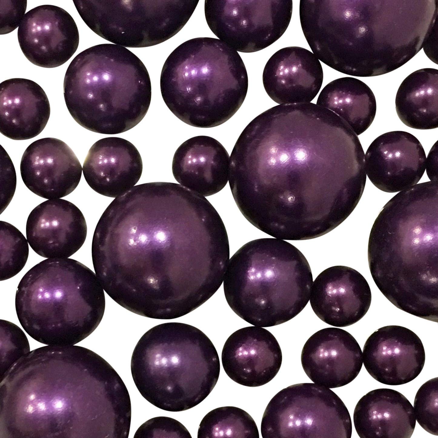 8 Packs Floating Pearls for Vase Decor - No Hole Jumbo & Assorted Sizes in Plum/Deep Purple Colors with Transparent Water Gels - Perfect for Wedding Centerpieces, Home Decor, and Floral Arrangements