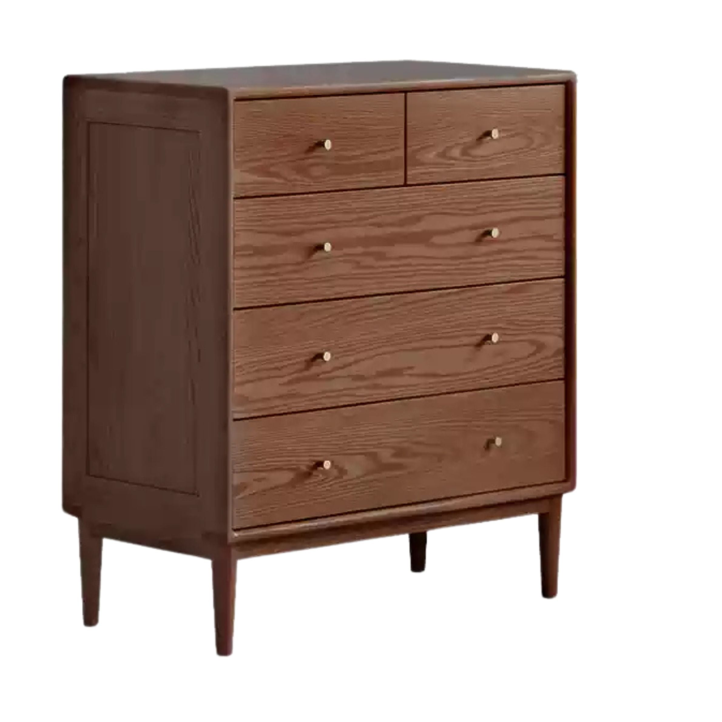Solid Oak Wood Modern Chest of Drawers - 5-Drawer Dresser for Bedroom, Living Room & Office Storage - Stylish & Durable Furniture for Home Organization
