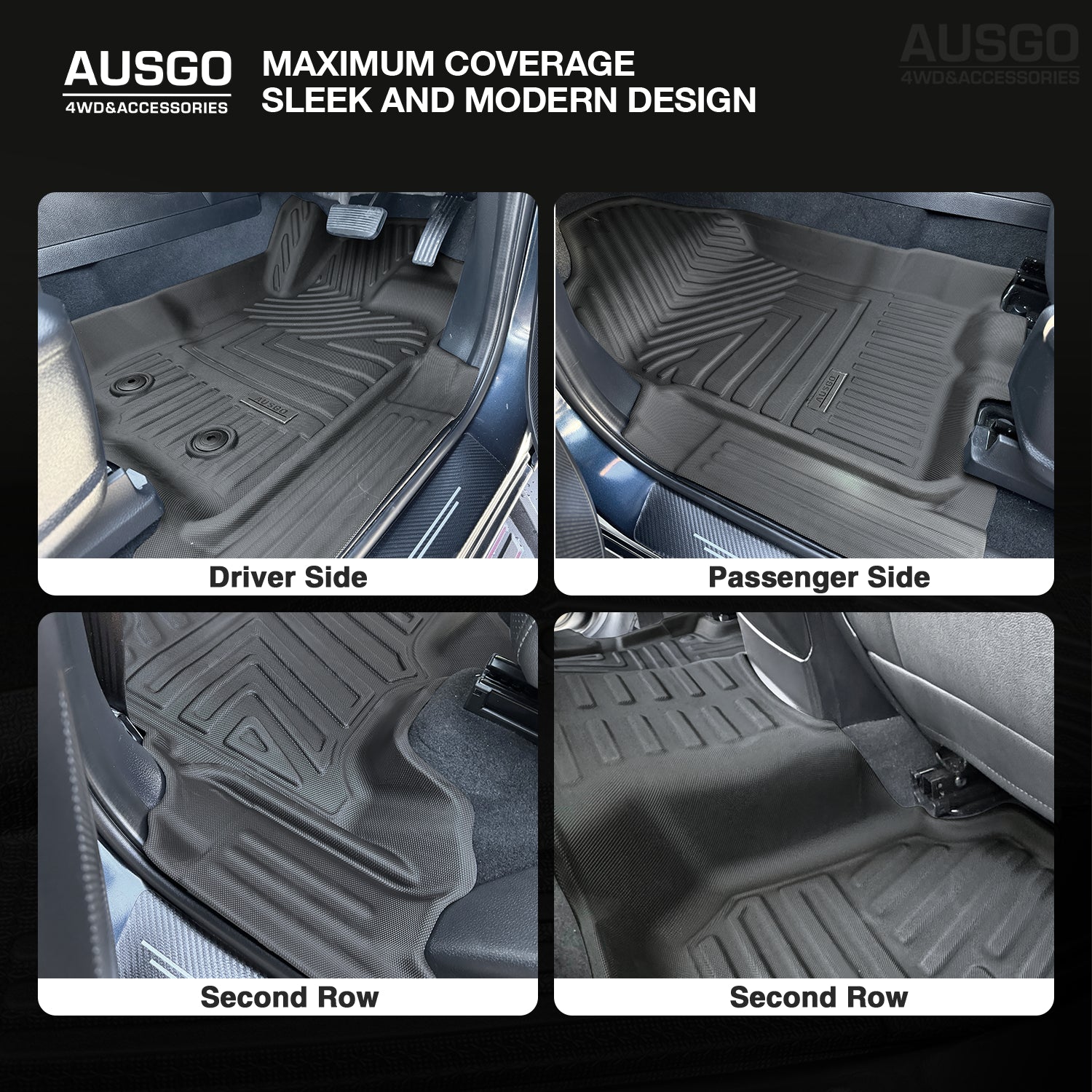 5D Custom Fit Floor Mats & Black Door Sill Protector for Ford Everest 2015-2022 | All-Weather Protection & Interior Style Upgrade for SUVs