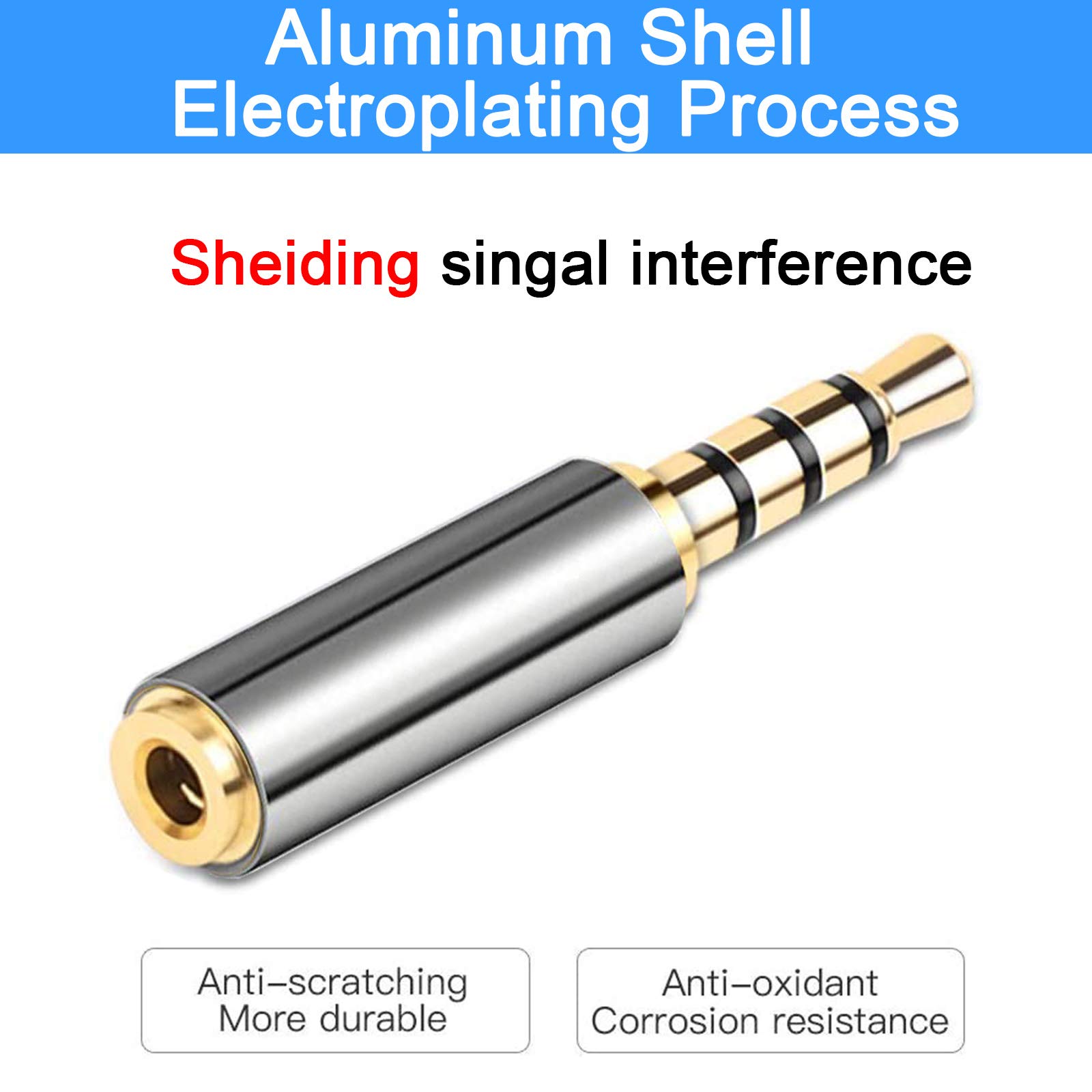 4 Pack Gold Plated 3.5mm Male to 2.5mm Female Stereo Audio Adapter - Metal Shell Headphone Jack Converter for Headset, Earphones, Microphones - Perfect for DJ Equipment, Recording Studio & Home Audio Systems