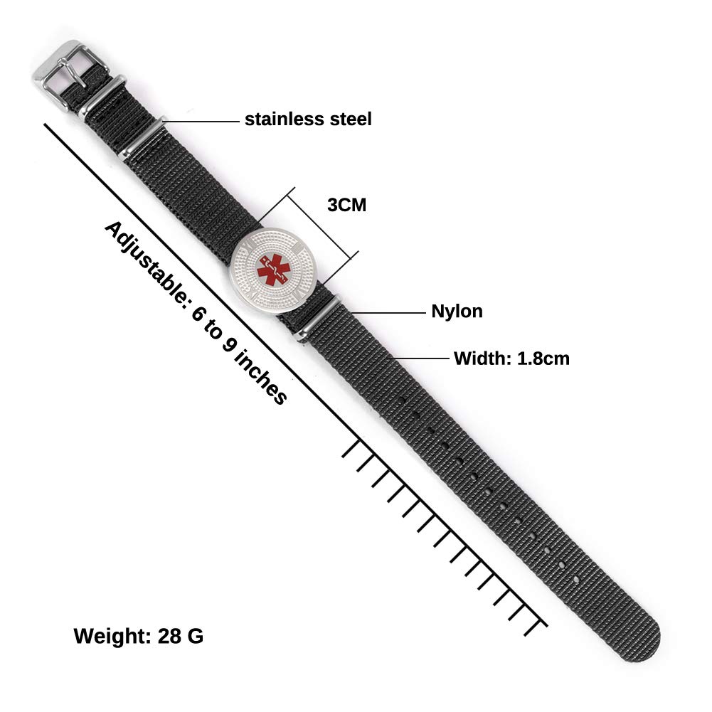 Personalized Medical Alert ID Bracelet - Adjustable Waterproof Emergency Bracelet for Men & Women - Free Engraving - Ideal for Sports, Travel & Daily Safety