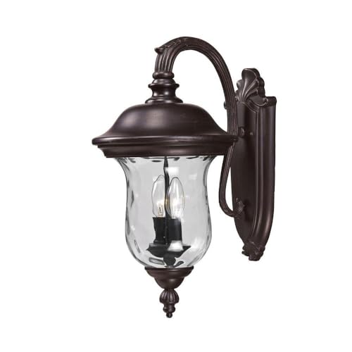 Z-Lite 534M-RBRZ Armstrong Outdoor Wall Light - Durable Aluminum Frame with Bronze Finish & Clear Water Glass Shade - Perfect for Porch, Patio, Garden, and Exterior Home Lighting