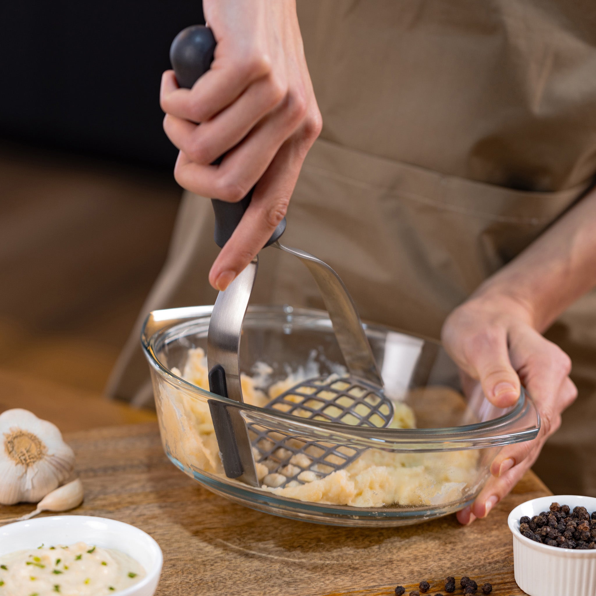 Premium Zyliss Potato Masher - Stainless Steel Kitchen Tool for Smooth Mashed Potatoes, Vegetables & Baby Food - Ideal for Thanksgiving, Family Dinners & Meal Prep