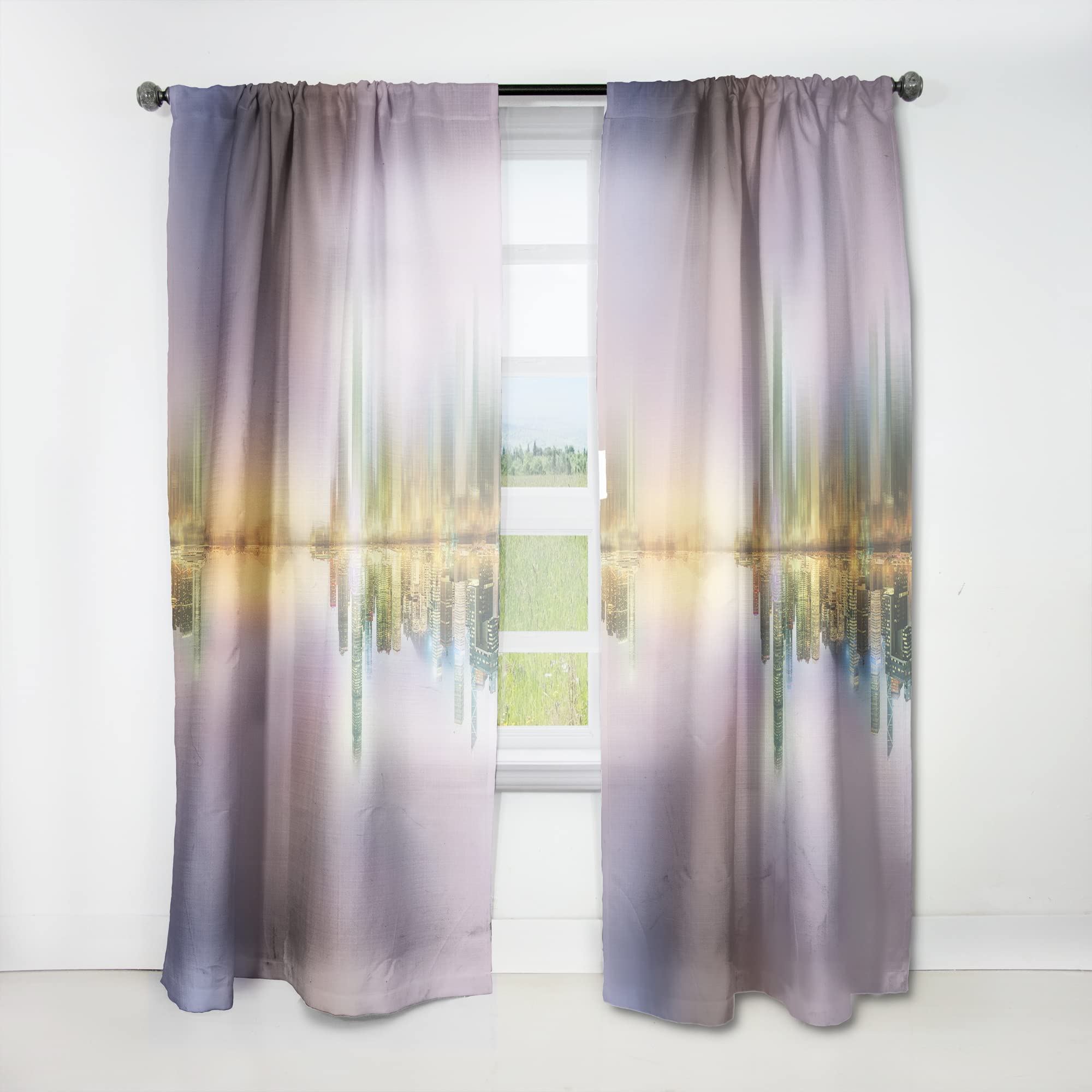 DesignQ Thermal Insulated Blackout Curtains - Hong Kong Skyline Twilight Scene - 52x95 Inch Single Panel for Bedroom & Living Room - Perfect for Home Decor, Privacy & Light Control