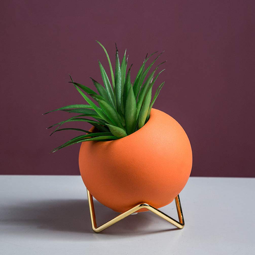 HEALLILY Ceramic Succulent Planter - 4 Inch Cactus Flower Pot with Drainage Hole, Nordic Style Home Decor for Desk, Office, Living Room | Perfect for Succulents, Air Plants & Small Houseplants (Orange)