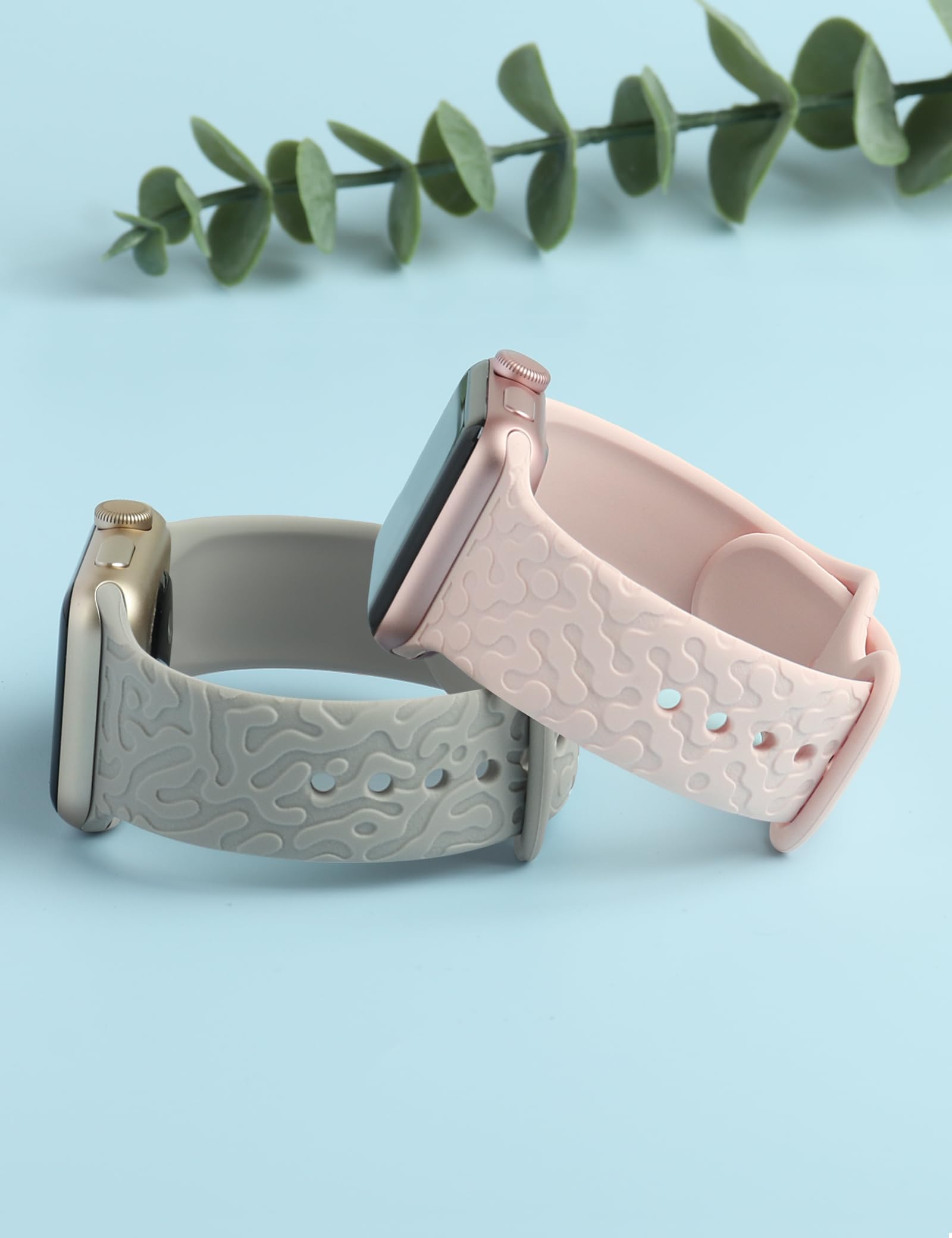 2 Pack Stylish Engraved Maze Pattern Apple Watch Bands - Compatible with 38mm/40mm/41mm & 42mm/44mm/45mm/49mm - for Series 8/7/6/5/4/3/2/1/SE/Ultra - Fashionable Unisex Accessory for Workout, Office & Everyday Wear