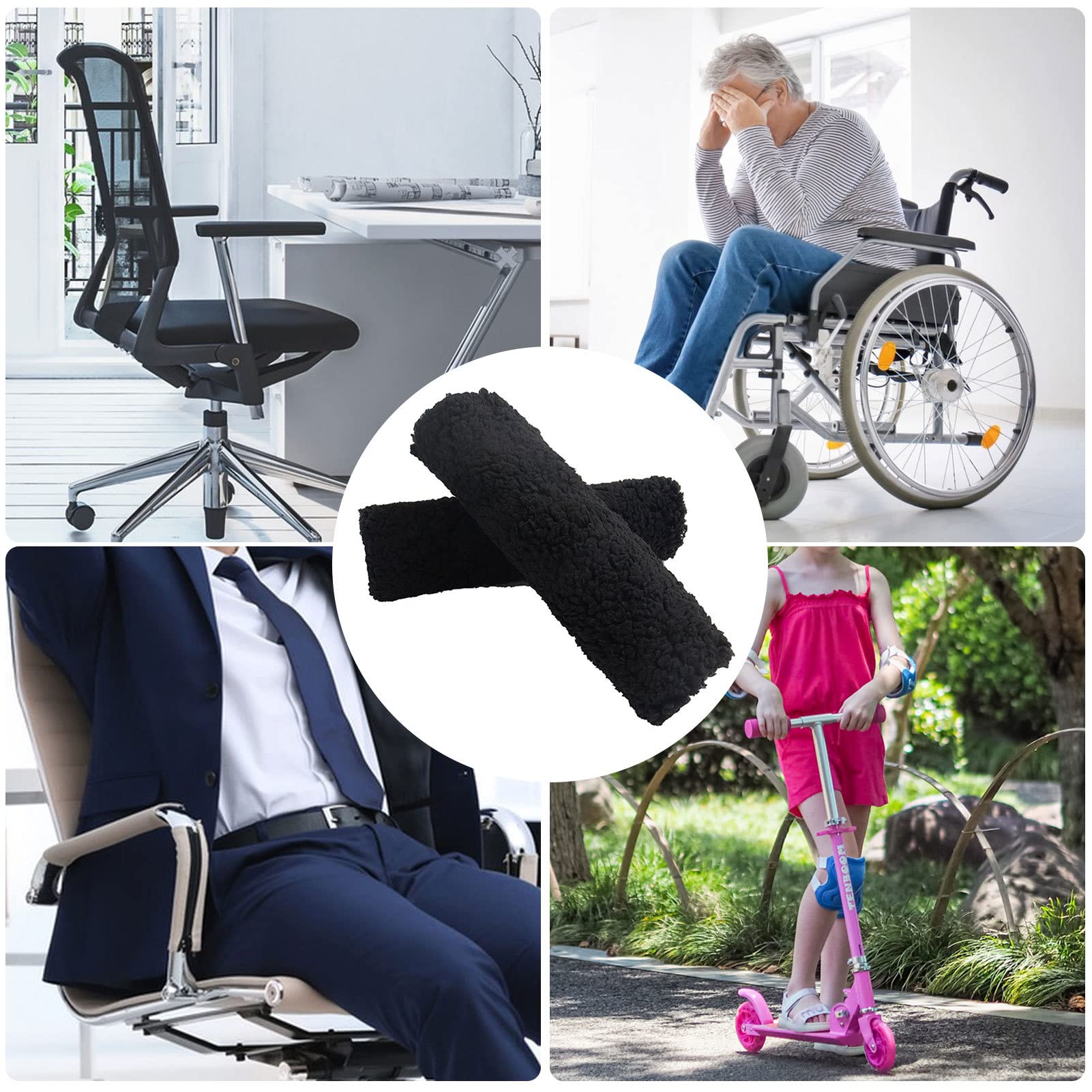 Gusengo Armrest Cushions for Wheelchairs & Office Chairs - Comfortable Support for Seniors & Adults - Essential Desk Chair, Swivel Chair & Computer Chair Accessories - Perfect for Home, Office & Healthcare Use