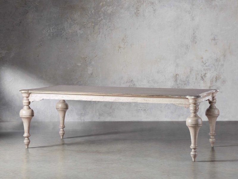 Hand Carved Solid Wood Rectangle Dining Table - Indian Style White Farmhouse Dining Table for Kitchen, Dining Room & Home Decor