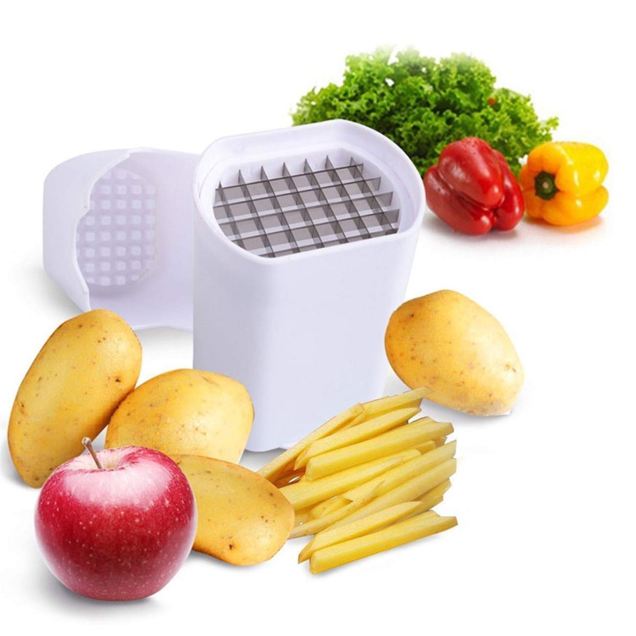 Stainless Steel Manual French Fry Press Cutter - Potato Slicer for Perfect Homemade Fries | Ideal for Kitchen, Restaurants & Fast Food Shops