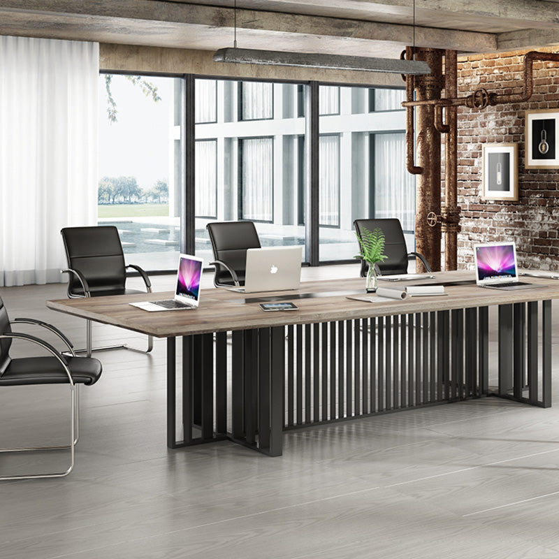 Premium VIDAL Boardroom Conference Table 3.0m x 1.2m (9.8ft x 3.9ft) - Warm Oak & Black Finish - Large Office Meeting Table for Executive Conference Rooms & Professional Workspaces