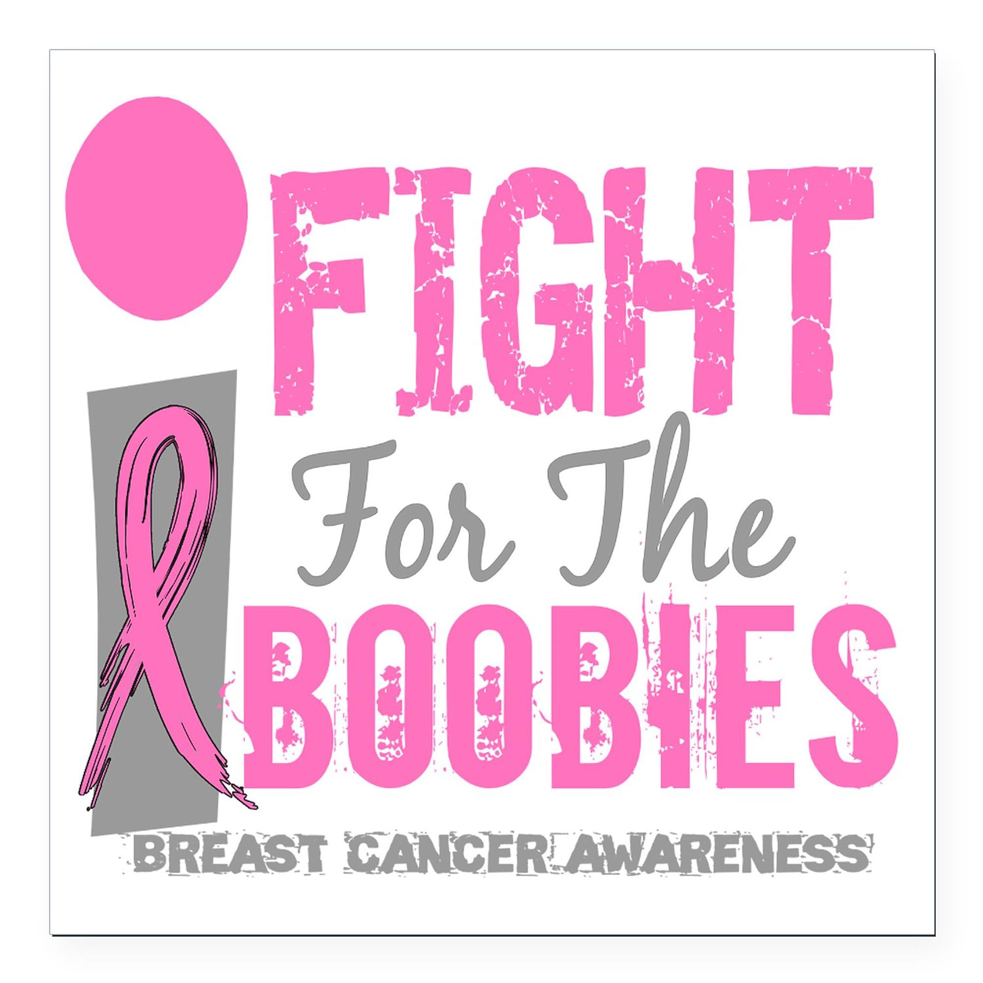 Fight for The Boobie 3x3 Inch Square Car Magnet - Strong Magnetic Bumper Sticker for Breast Cancer Awareness, Cars, Trucks & Metal Surfaces