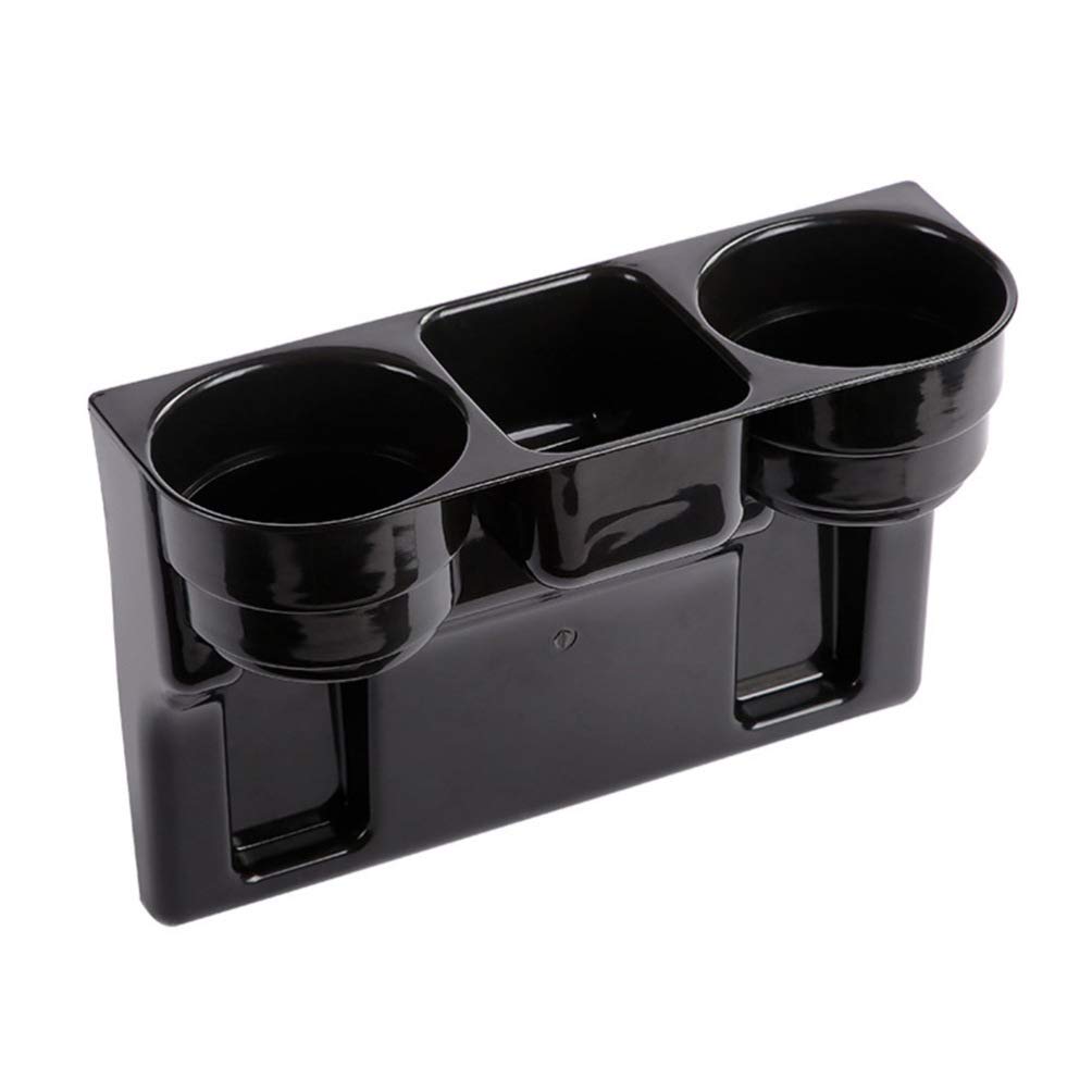 Multi-Functional 3-in-1 Car Cup Holder Organizer - Front Seat Drink Bottle Stand with Phone Holder & Storage for Wallet, Keys, Coins (Black) | Perfect for Road Trips, Commuting & Daily Driving