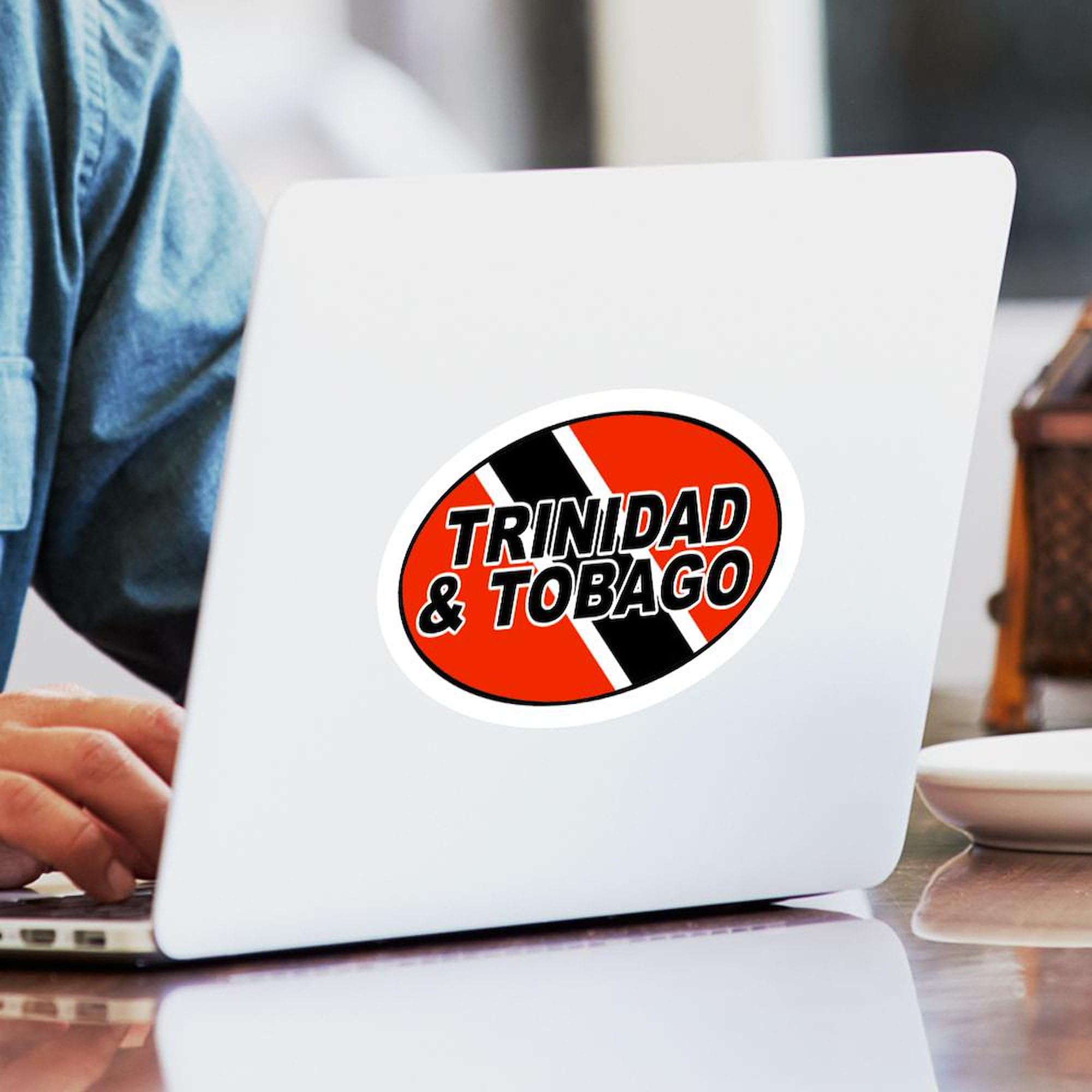 Trinidad and Tobago (TTO) Flag Oval Car Bumper Sticker - Waterproof Vinyl Decal for Cars, Laptops, Windows - Show National Pride on Your Vehicle