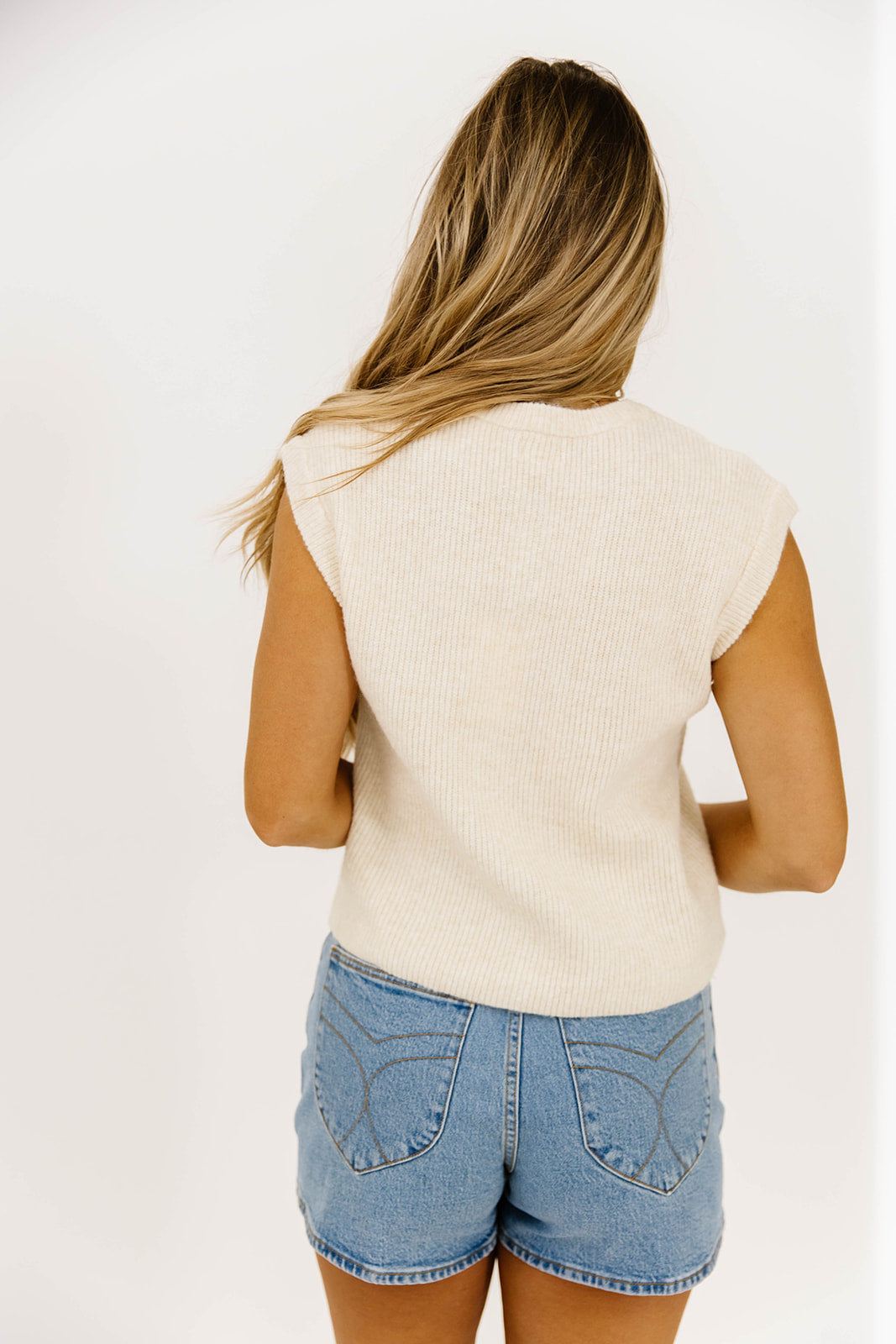 Analeigh Women's Sleeveless Ribbed Knit Vest - Eggshell White Casual Summer Layering Piece for Office & Weekend Outfits