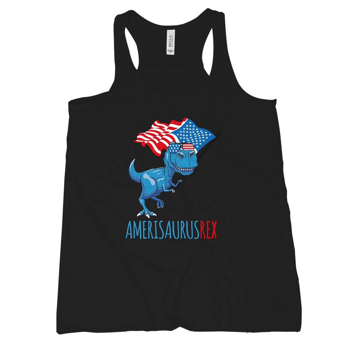 Patriotic Dinosaur T-Shirt for Women - Amerisaurus Rex Graphic Tank Top | Casual Summer Wear, 4th of July Outfit, Dinosaur Lover Gift