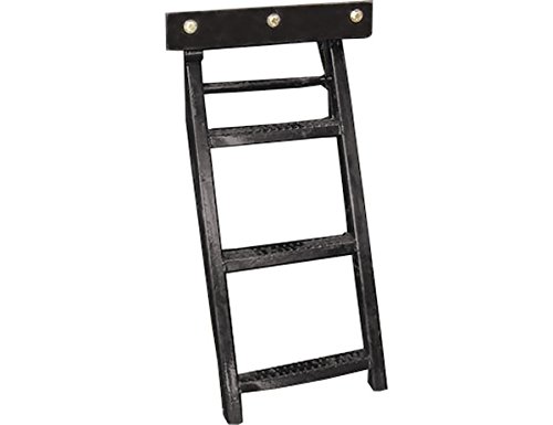 RS3 Black 3-Rung Retractable Truck Step - 17.38 x 35 Inch with Non-Slip Treads & L-Shaped Bracket | Heavy Duty Powder Coated Truck & Trailer Accessories | Perfect for Pickup Trucks, Trailers & Commercial Vehicles